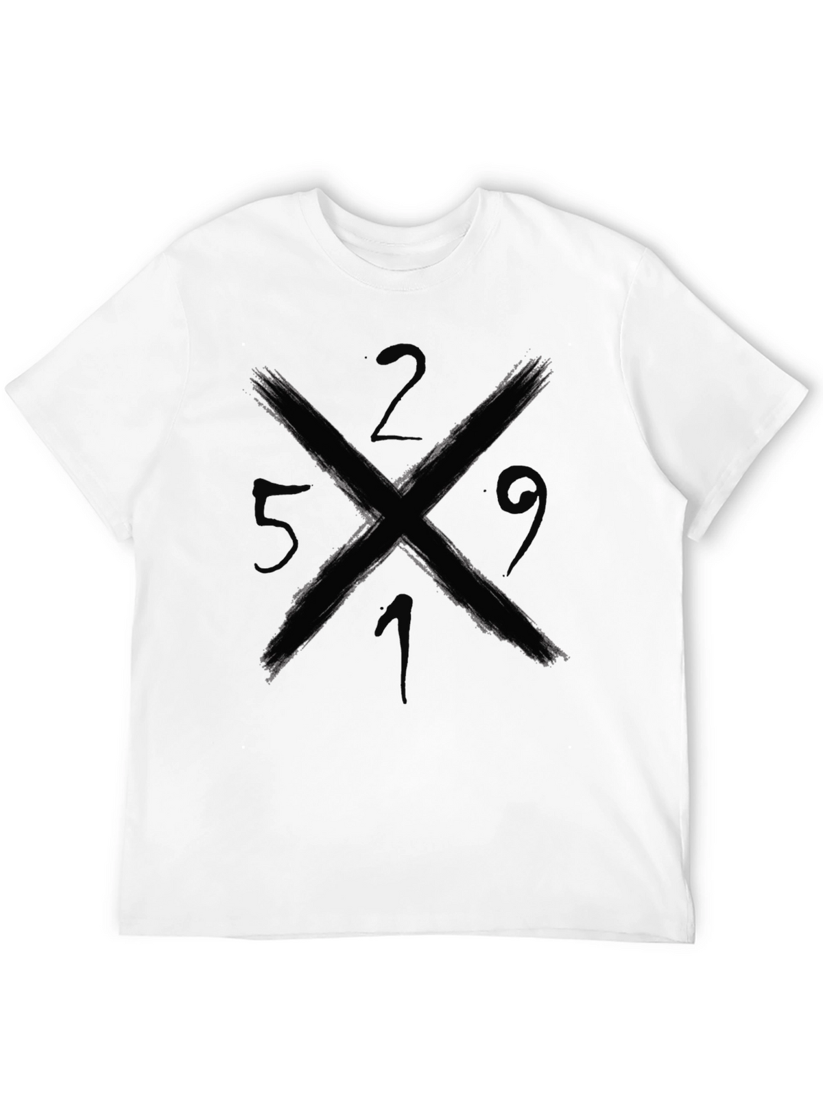 Graphic Tee - Brushed Cross & Numbers Design