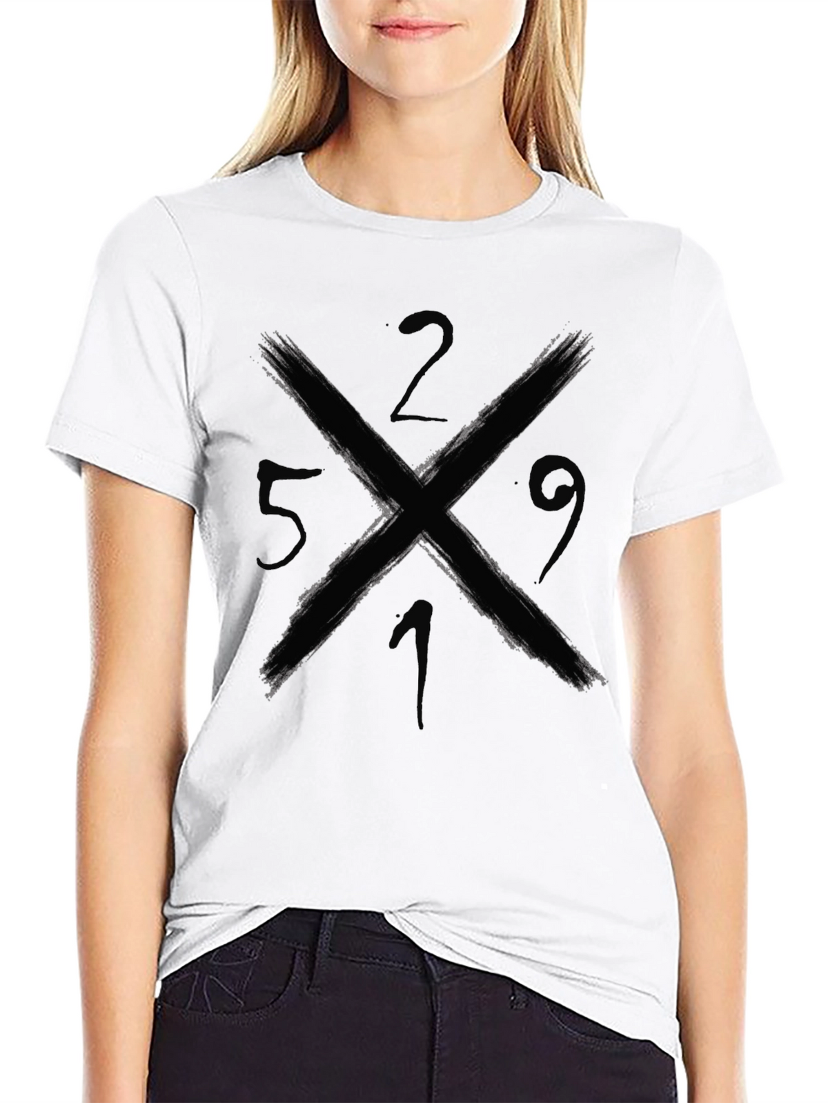 Graphic Tee - Brushed Cross & Numbers Design