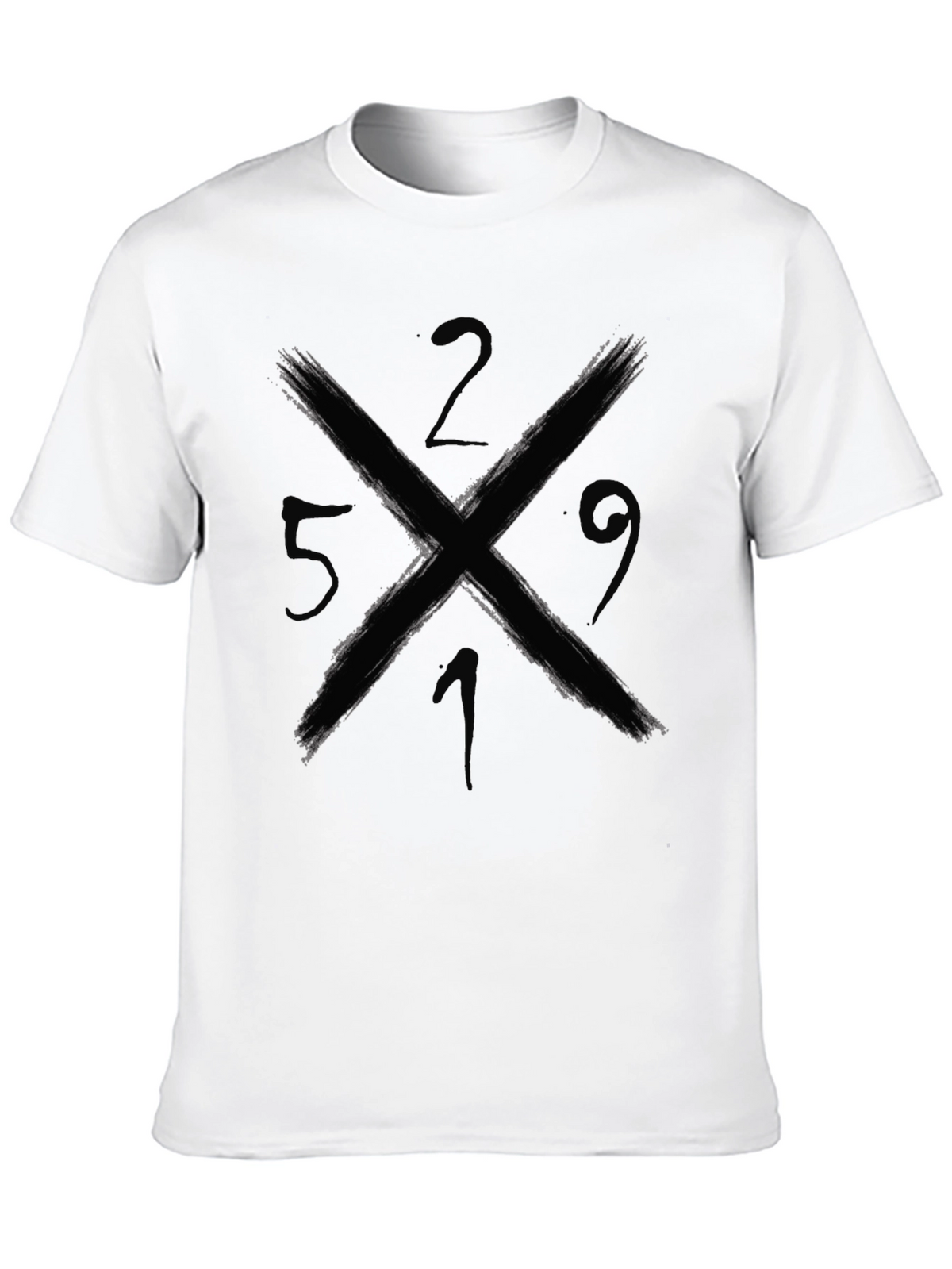 Graphic Tee - Brushed Cross & Numbers Design