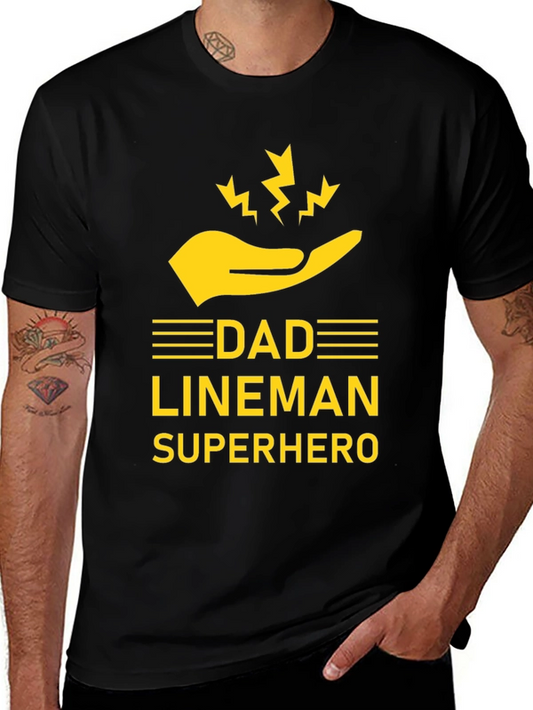 Dad Lineman Superhero T-Shirt - Black