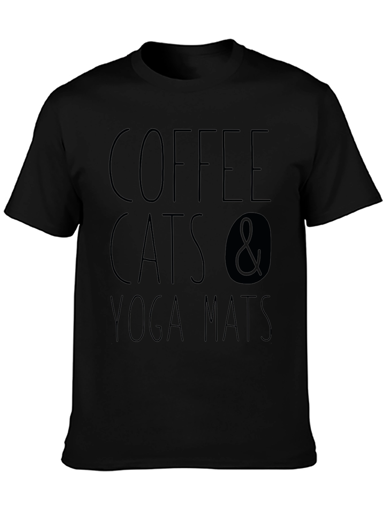 Coffee Cats & Yoga Mats Black T-Shirt
