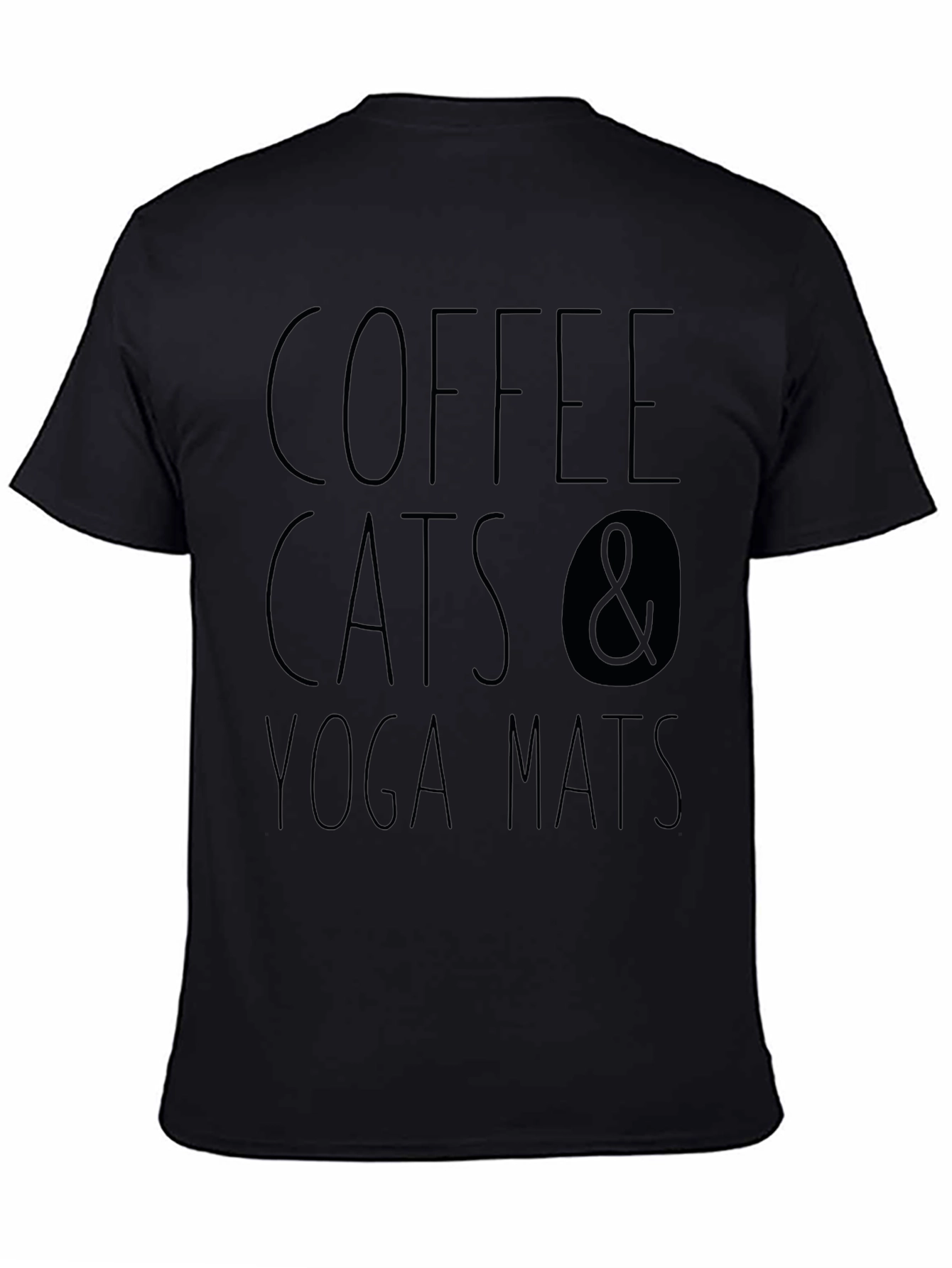 Coffee Cats & Yoga Mats Black T-Shirt