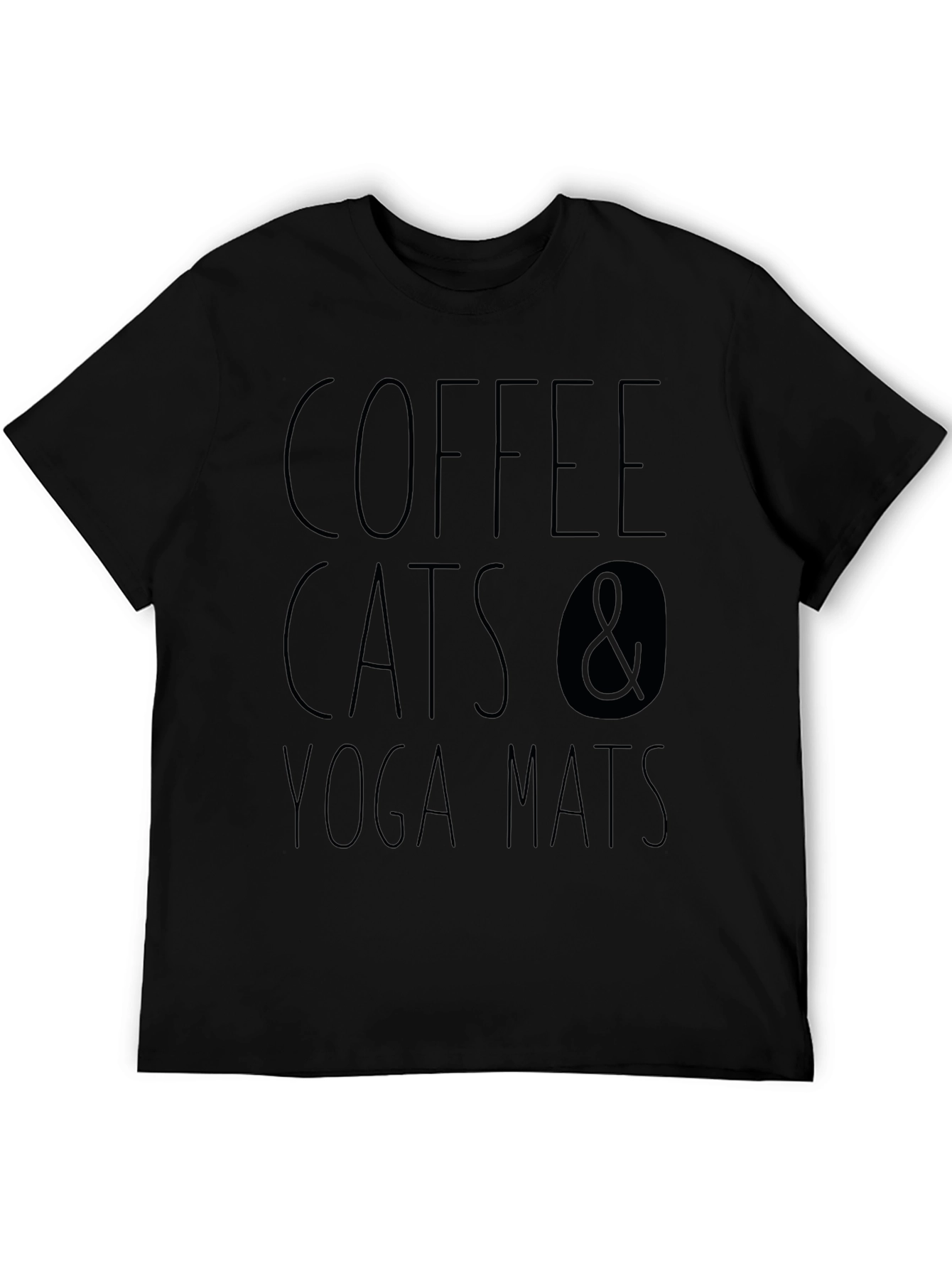 Coffee Cats & Yoga Mats Black T-Shirt