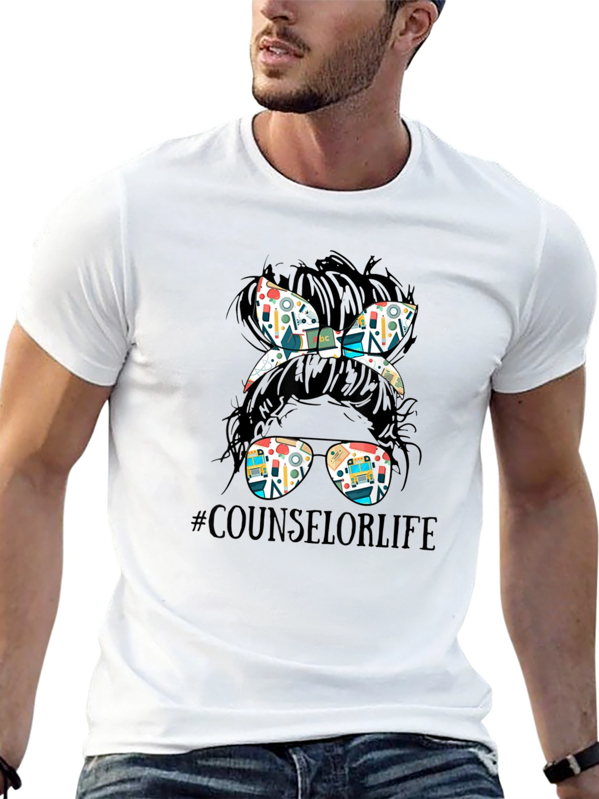 Counselor Life Messy Bun T-Shirt