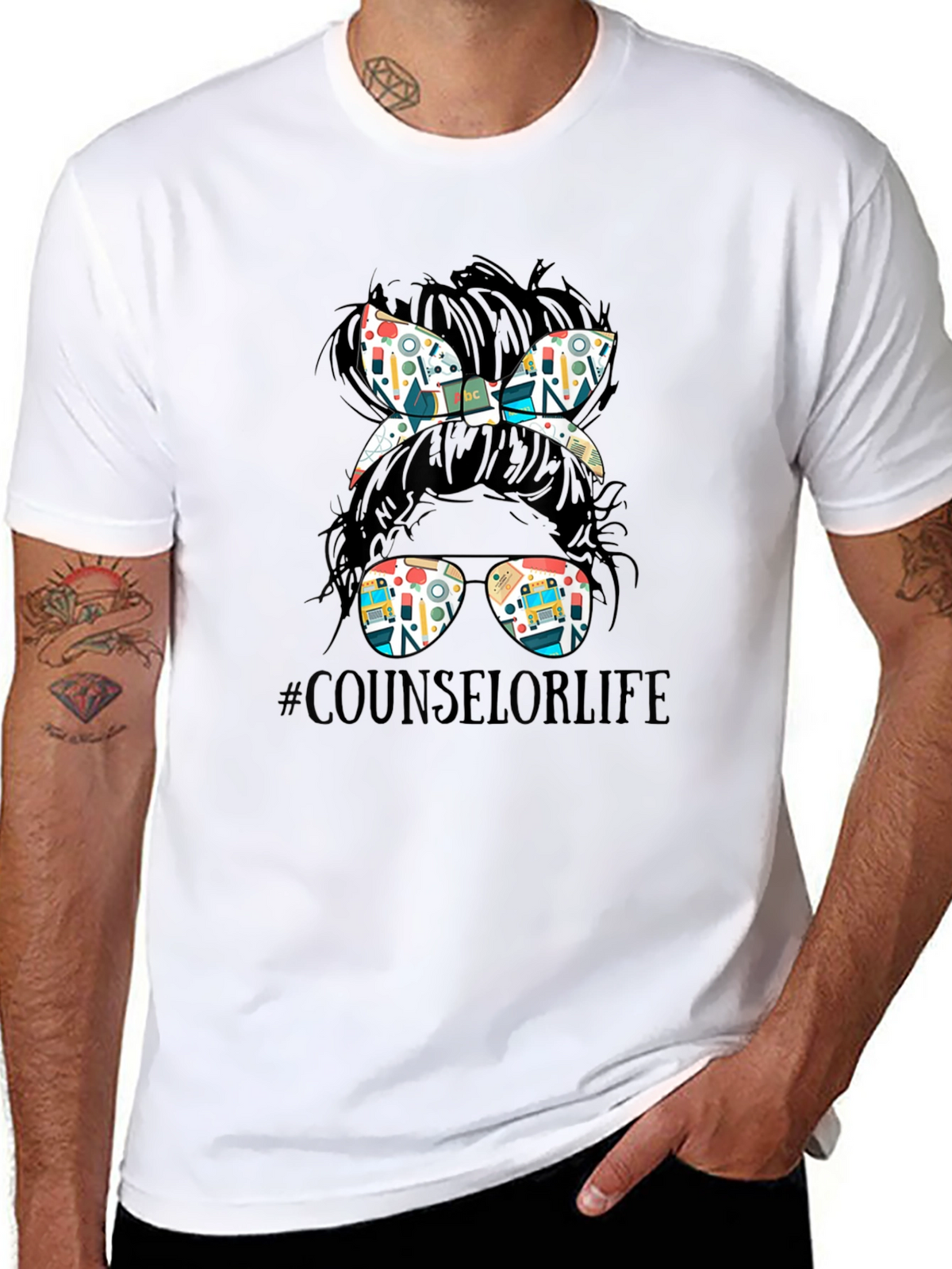 Counselor Life Messy Bun T-Shirt