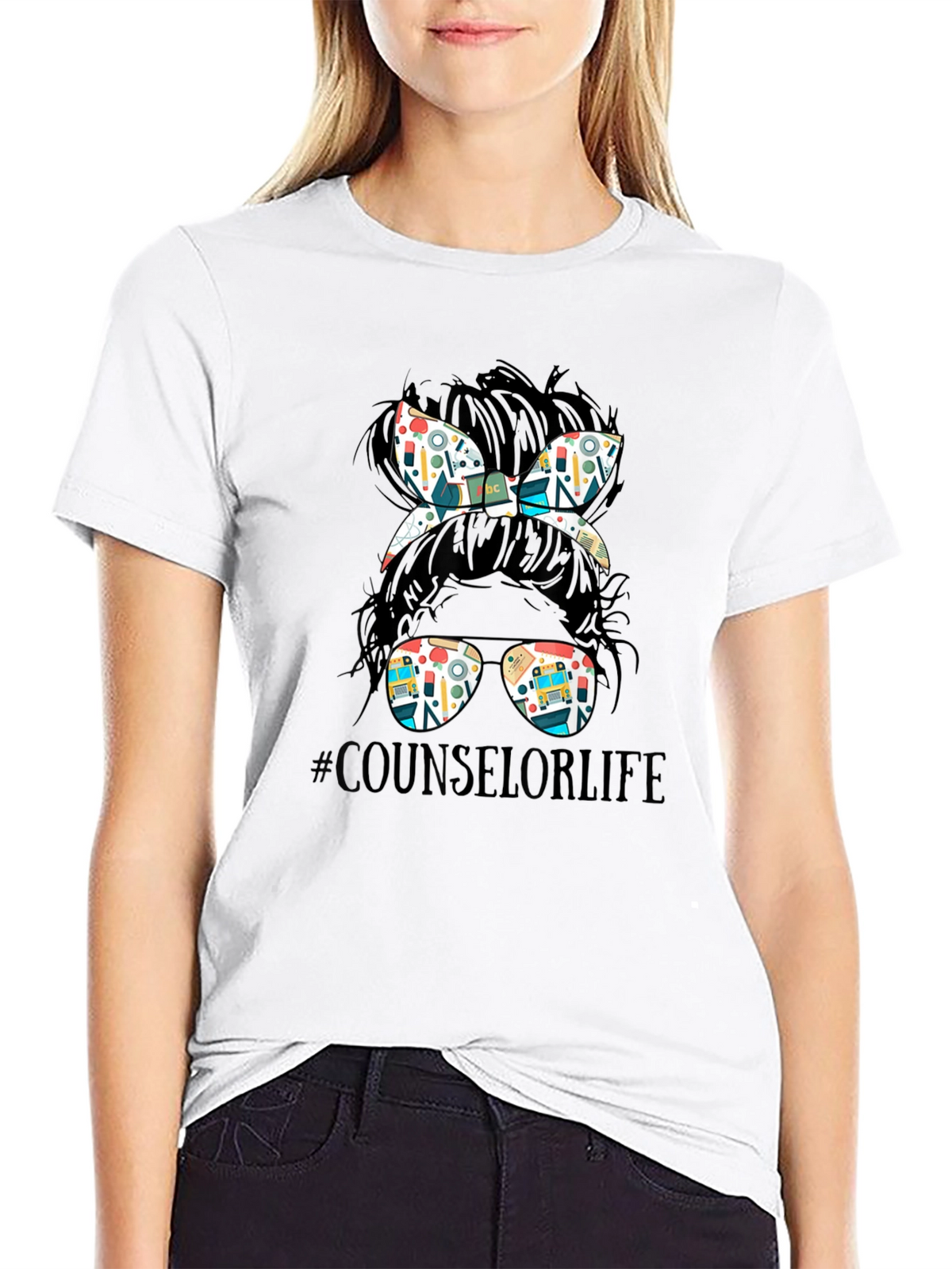 Counselor Life Messy Bun T-Shirt