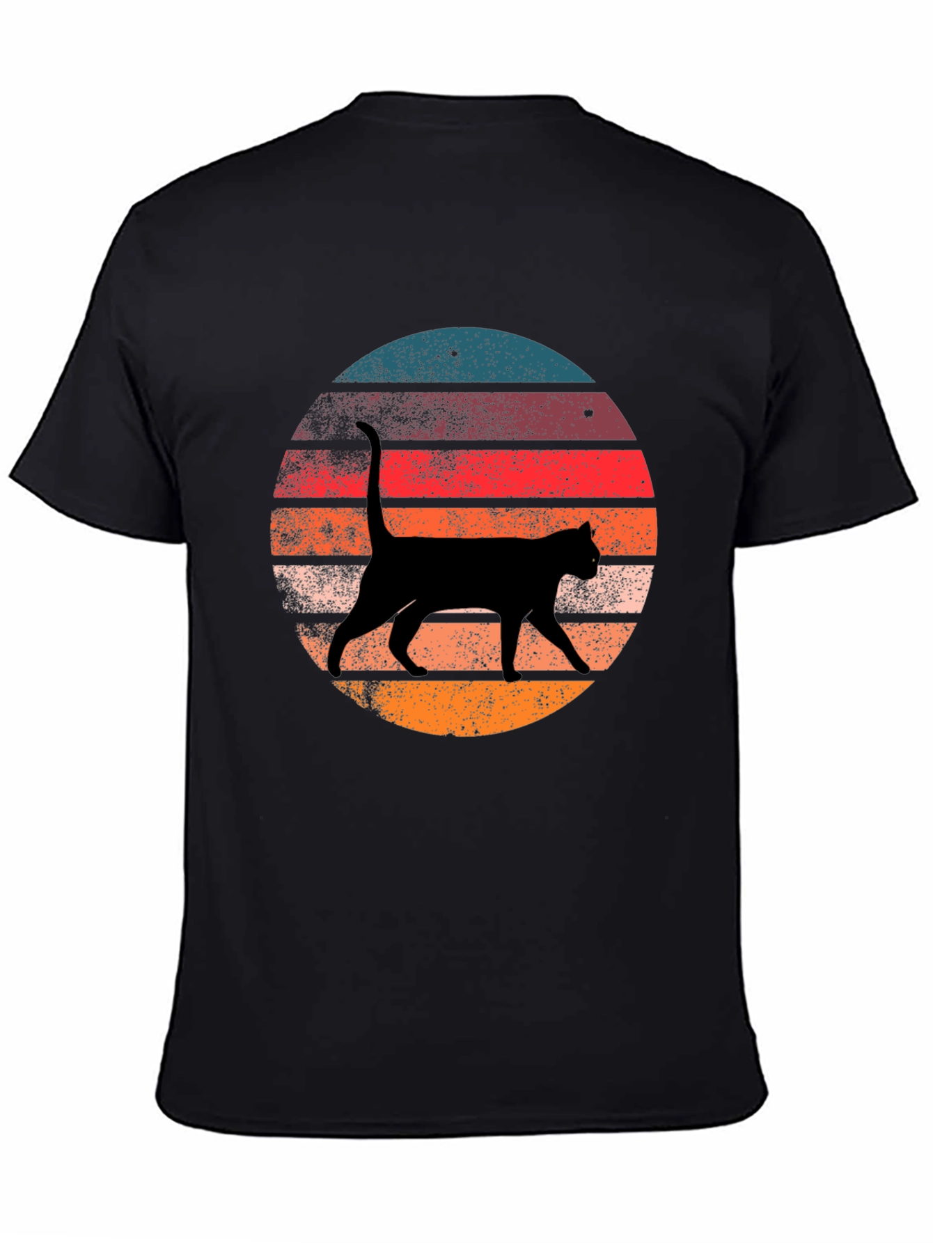 Retro Cat Silhouette Graphic T-Shirt
