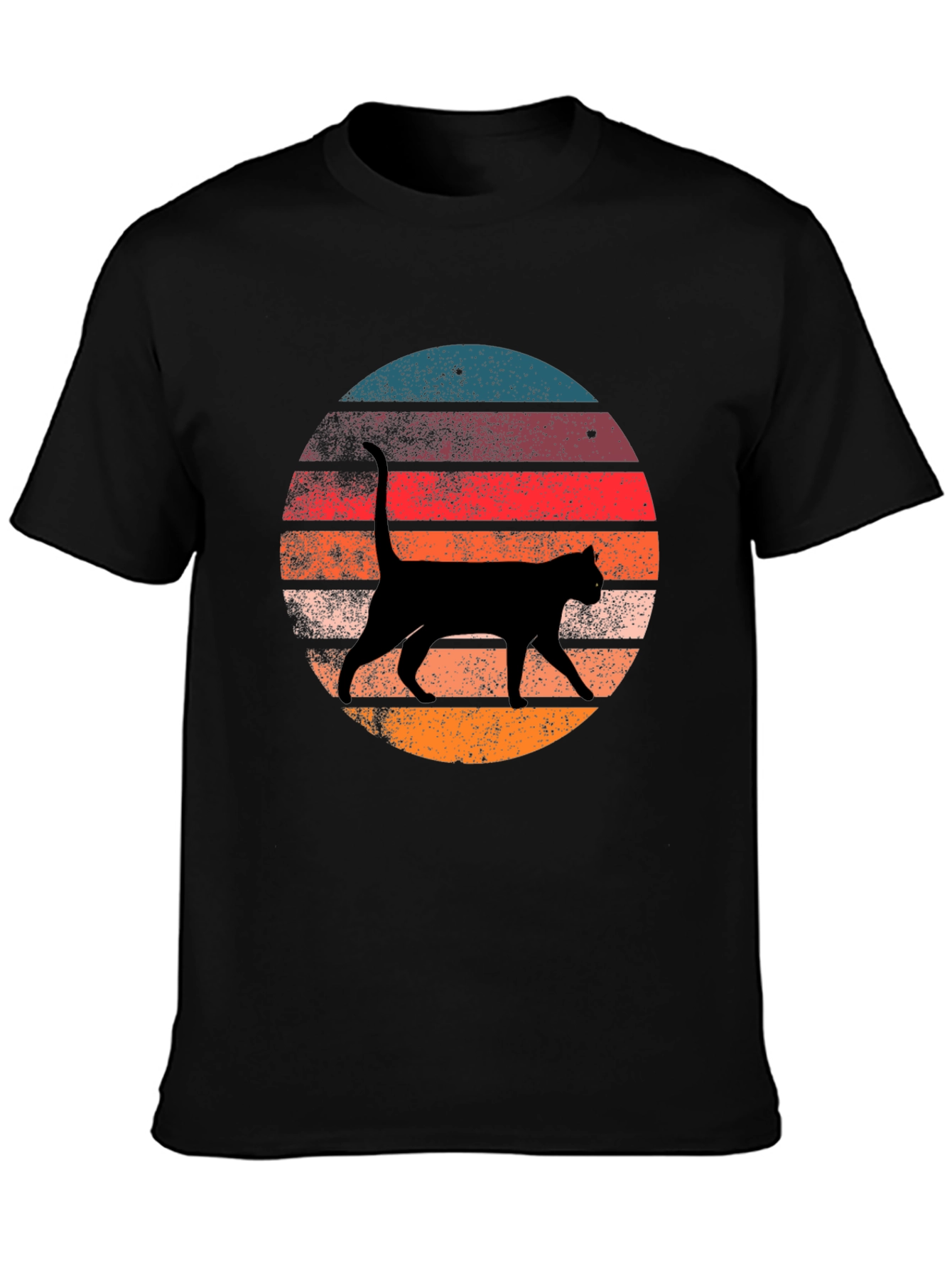 Retro Cat Silhouette Graphic T-Shirt