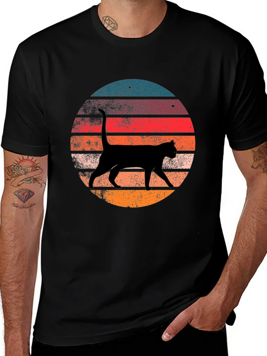 Retro Cat Silhouette Graphic T-Shirt