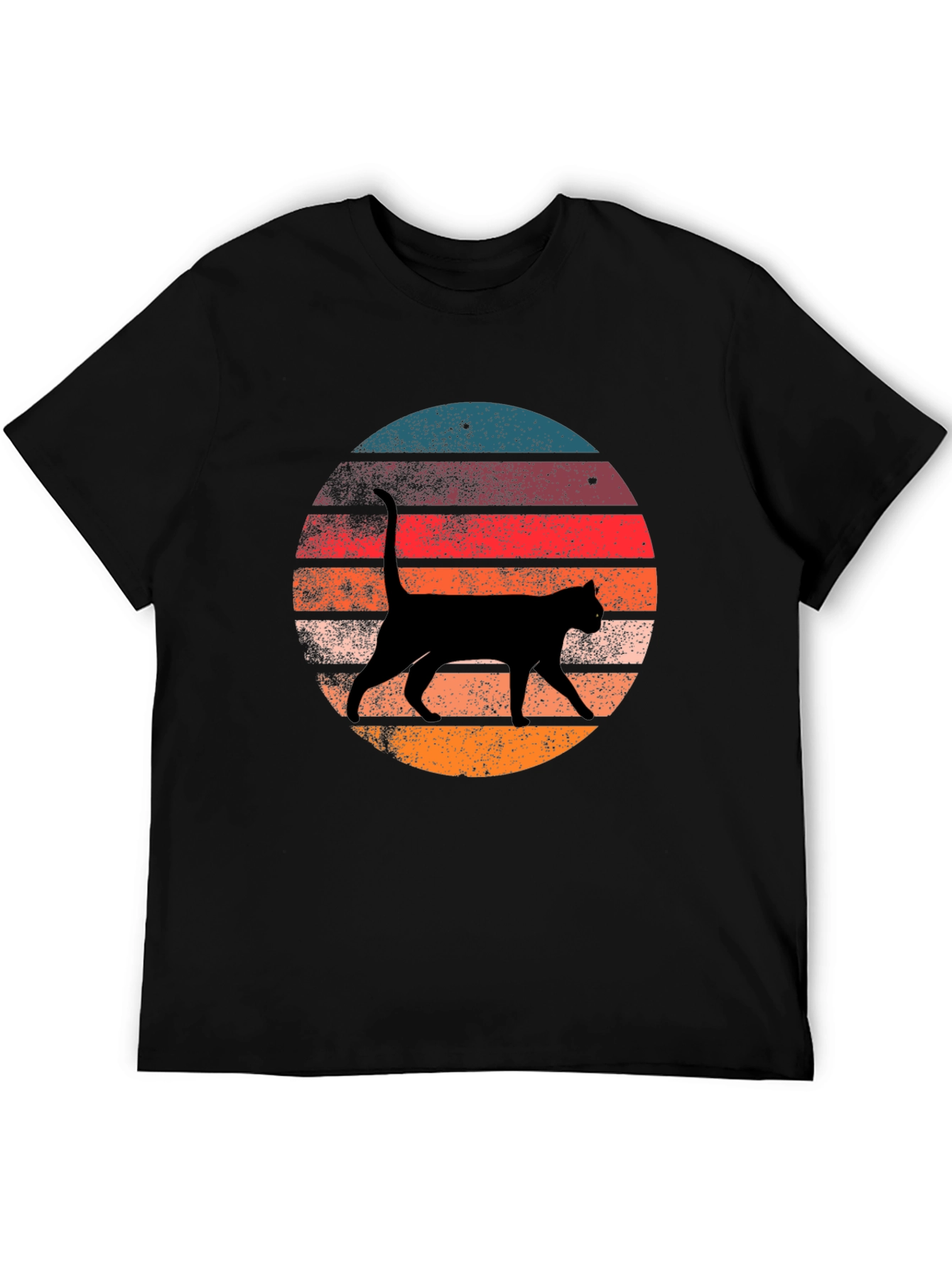 Retro Cat Silhouette Graphic T-Shirt