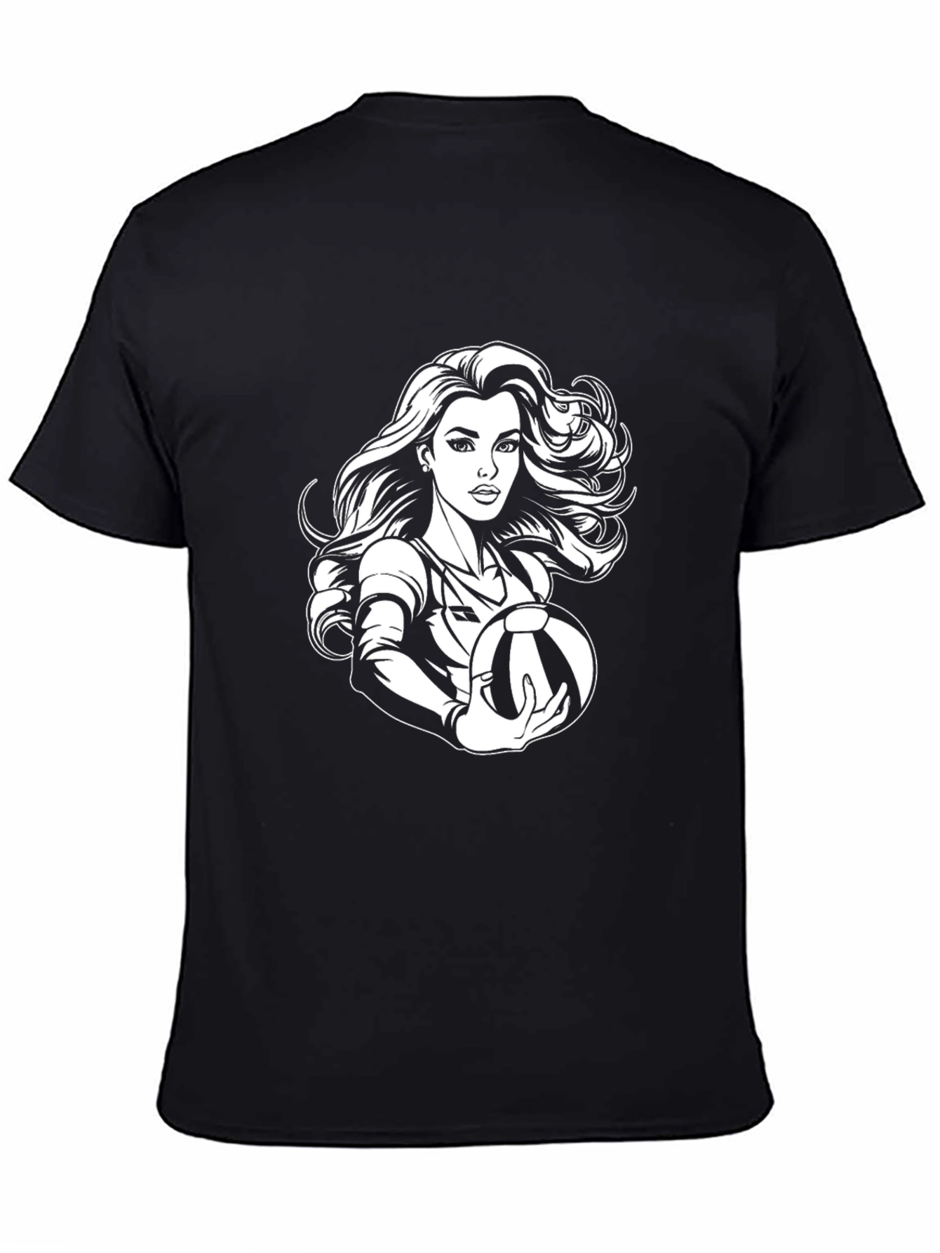 Volleyball Girl Graphic Tee - Black Cotton Shirt