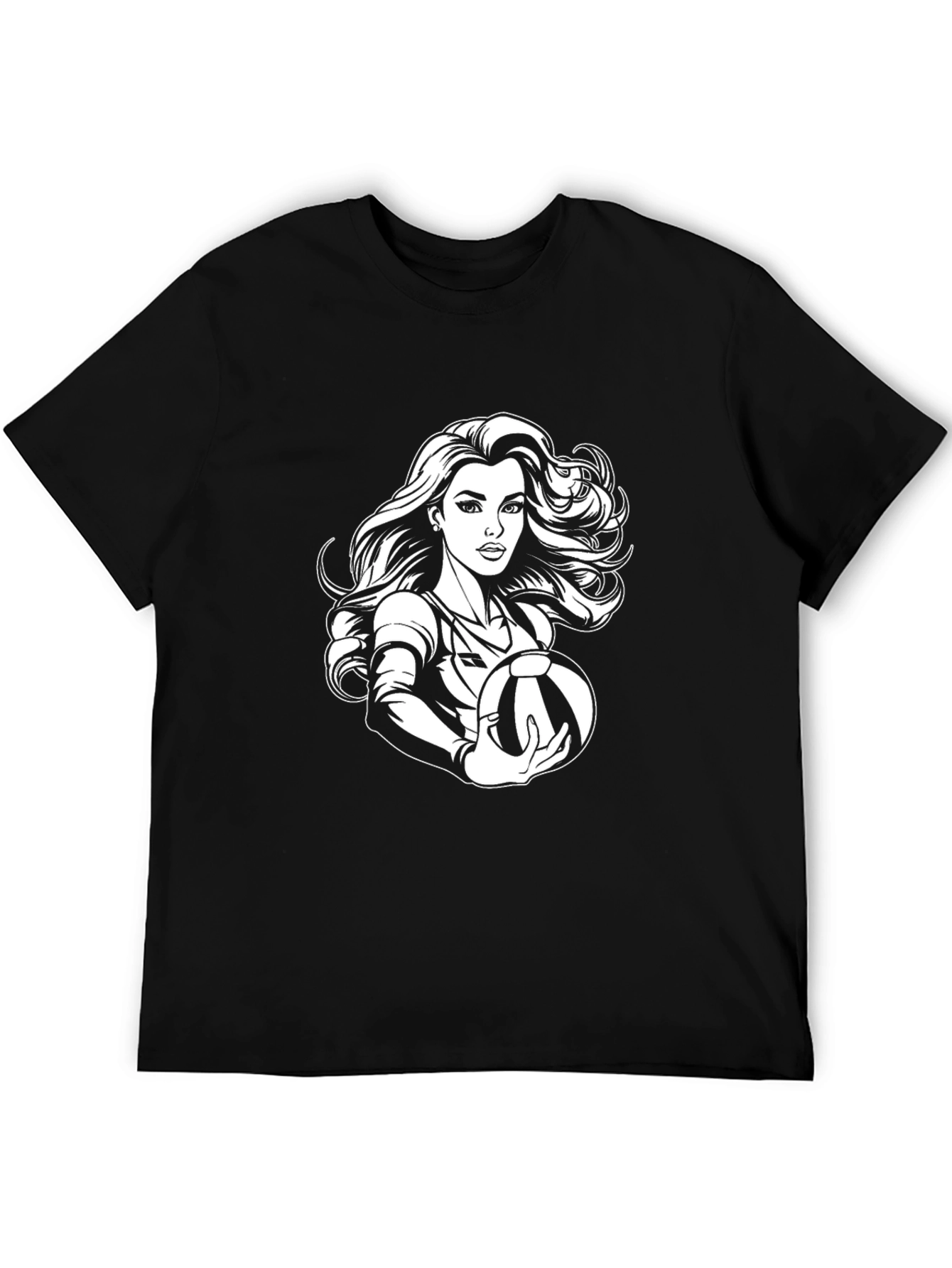 Volleyball Girl Graphic Tee - Black Cotton Shirt