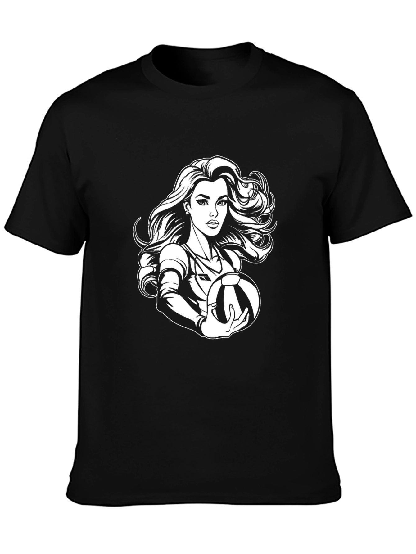 Volleyball Girl Graphic Tee - Black Cotton Shirt