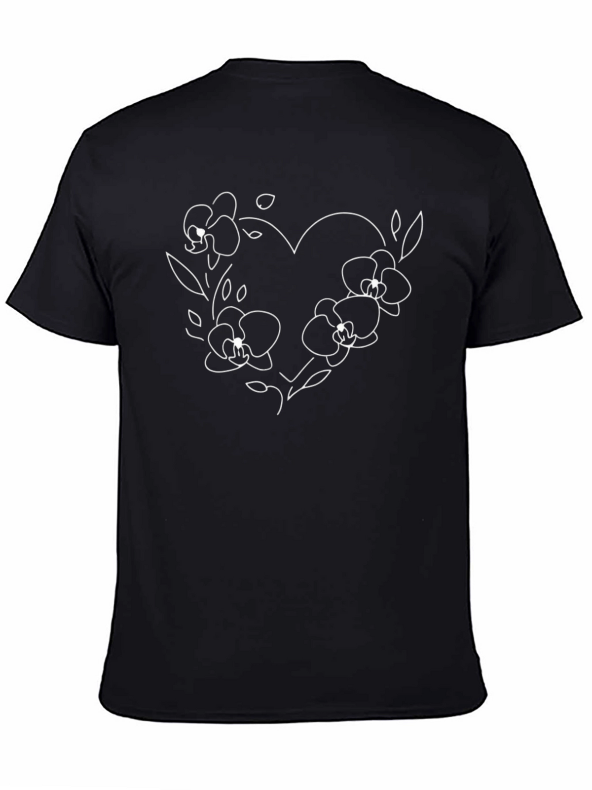 Orchid Heart Graphic Tee - Stylish Black T-Shirt