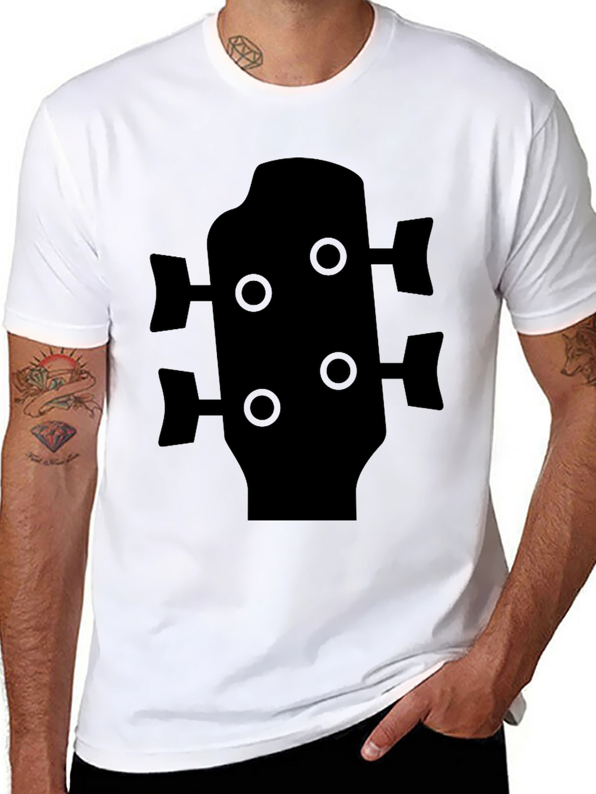 Bass Guitar Headstock T-Shirt - Black