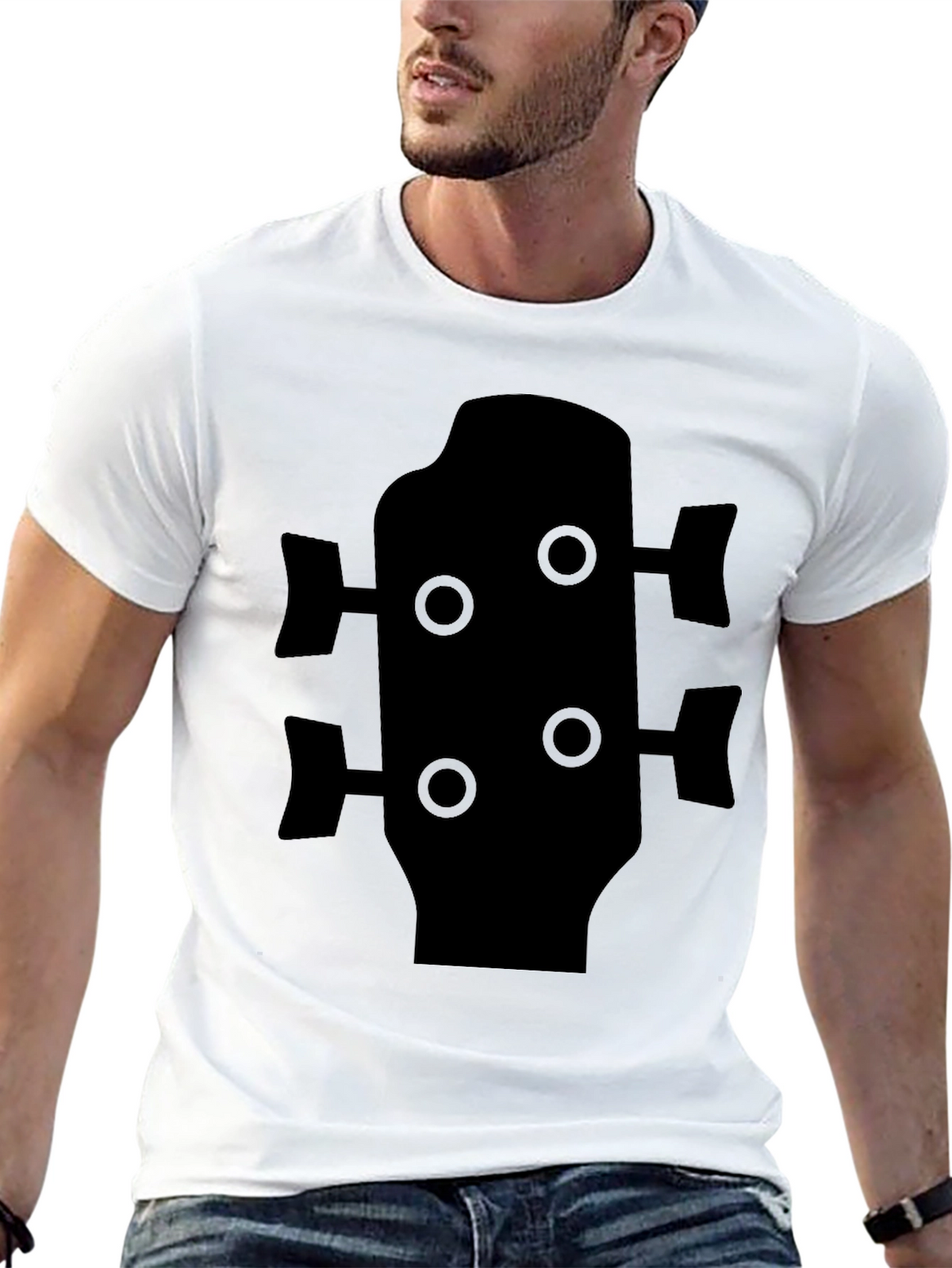 Bass Guitar Headstock T-Shirt - Black
