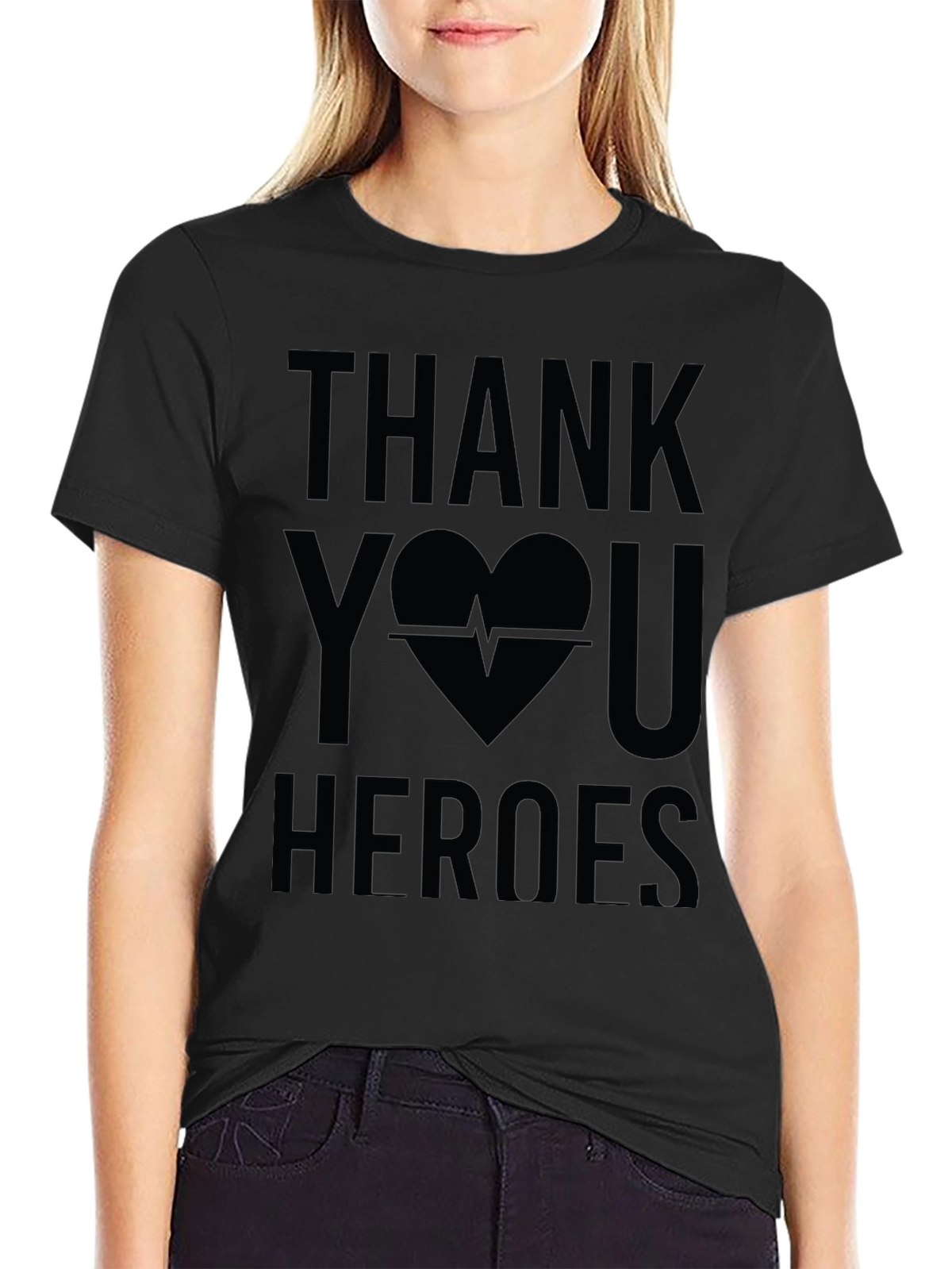 Thank You Heroes Graphic Tee - Black Cotton Shirt