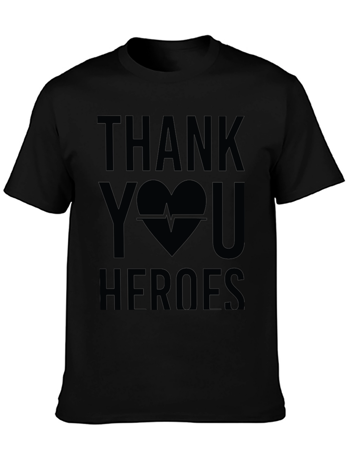 Thank You Heroes Graphic Tee - Black Cotton Shirt