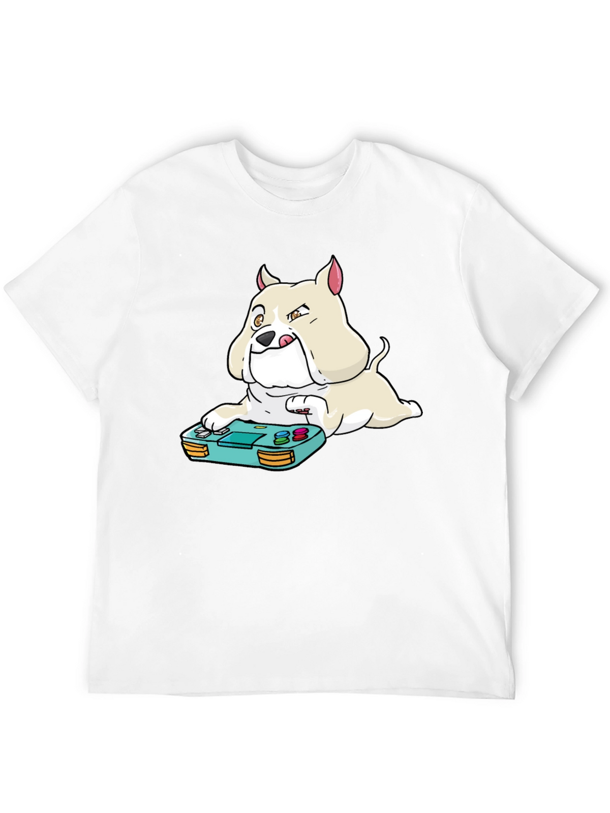 Gamer Dog Graphic Tee - Black Cotton Blend T-Shirt