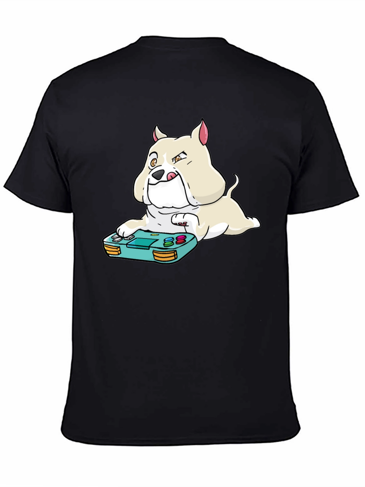 Gamer Dog Graphic Tee - Black Cotton Blend T-Shirt