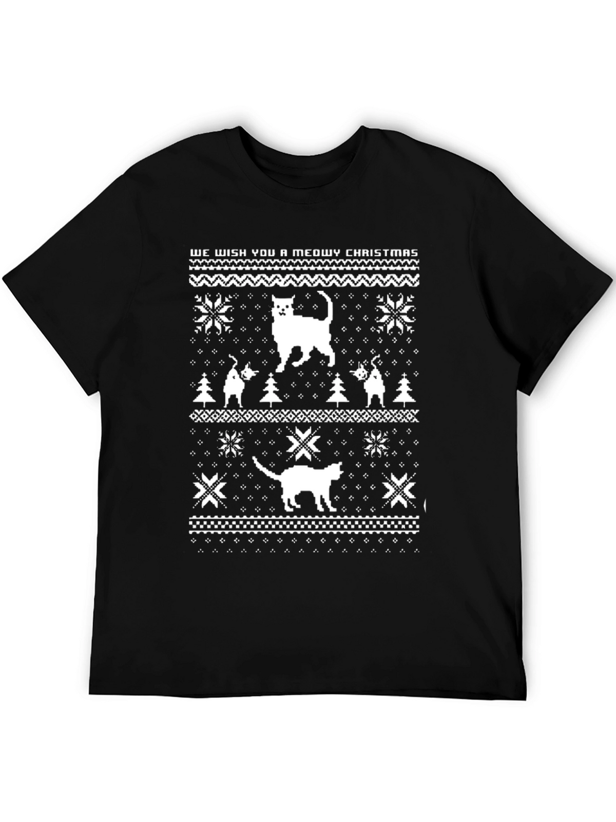 Meowy Christmas Cat Sweater Graphic Tee