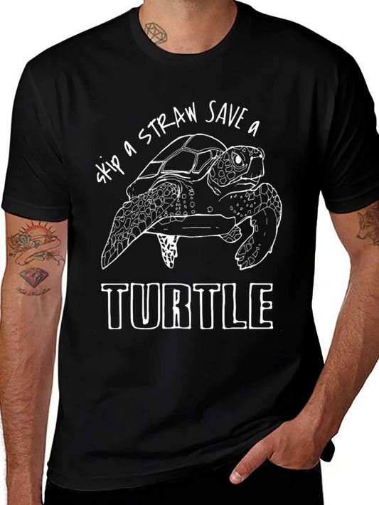 Skip a Straw Save a Turtle Graphic T-Shirt