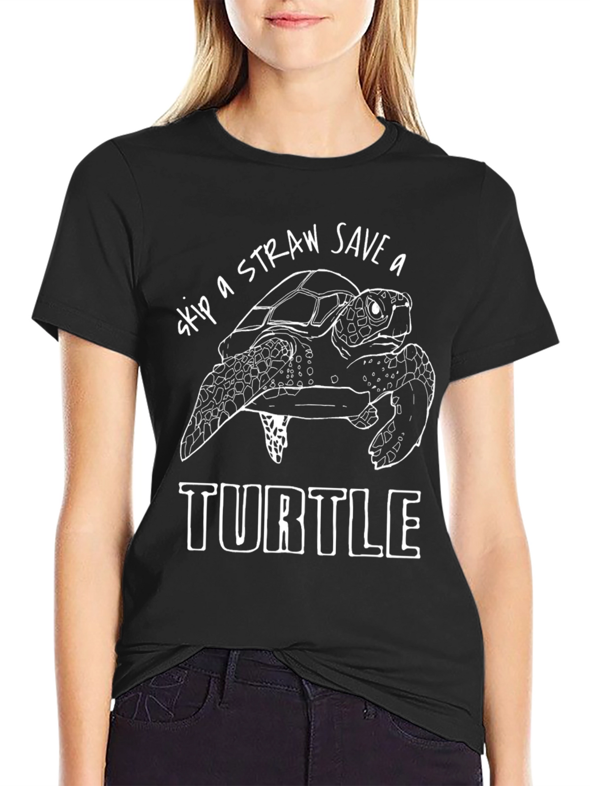Skip a Straw Save a Turtle Graphic T-Shirt