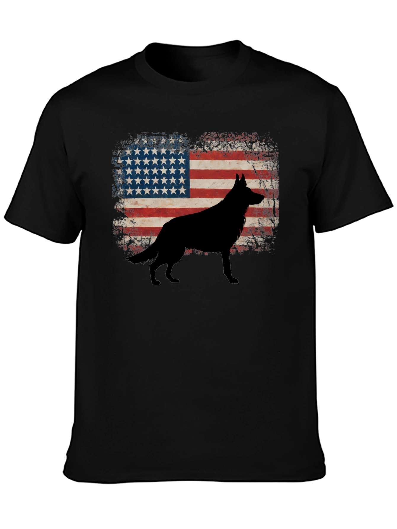 American Flag Dog Silhouette Graphic Tee