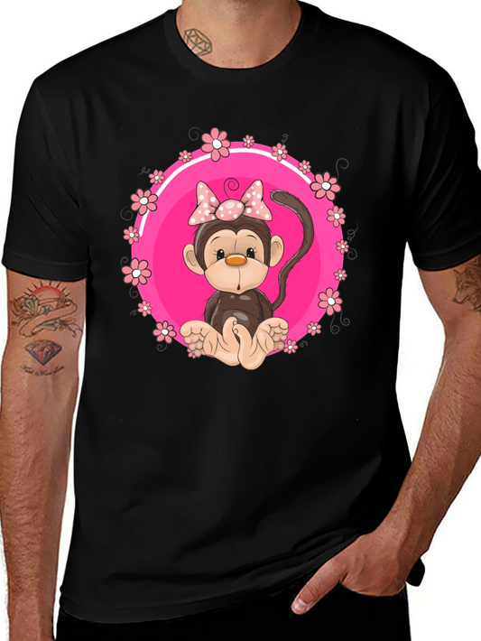 Cute Monkey Graphic Tee - Fun Black T-Shirt