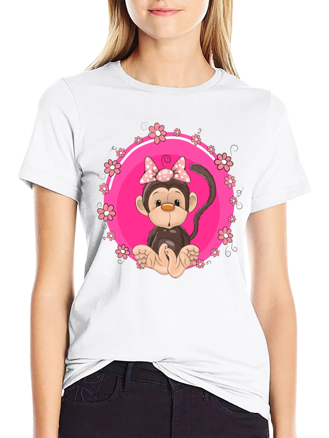 Cute Monkey Graphic Tee - Fun Black T-Shirt