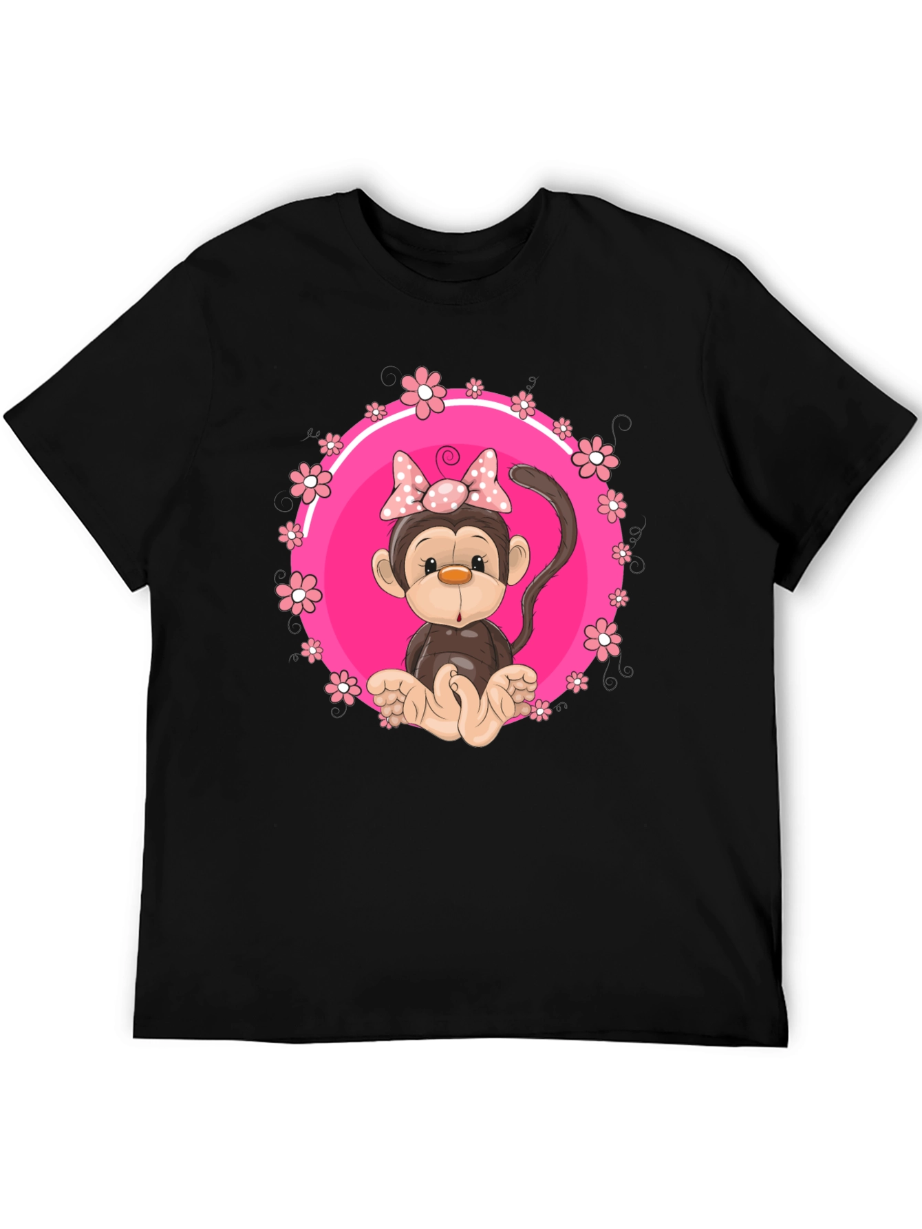 Cute Monkey Graphic Tee - Fun Black T-Shirt