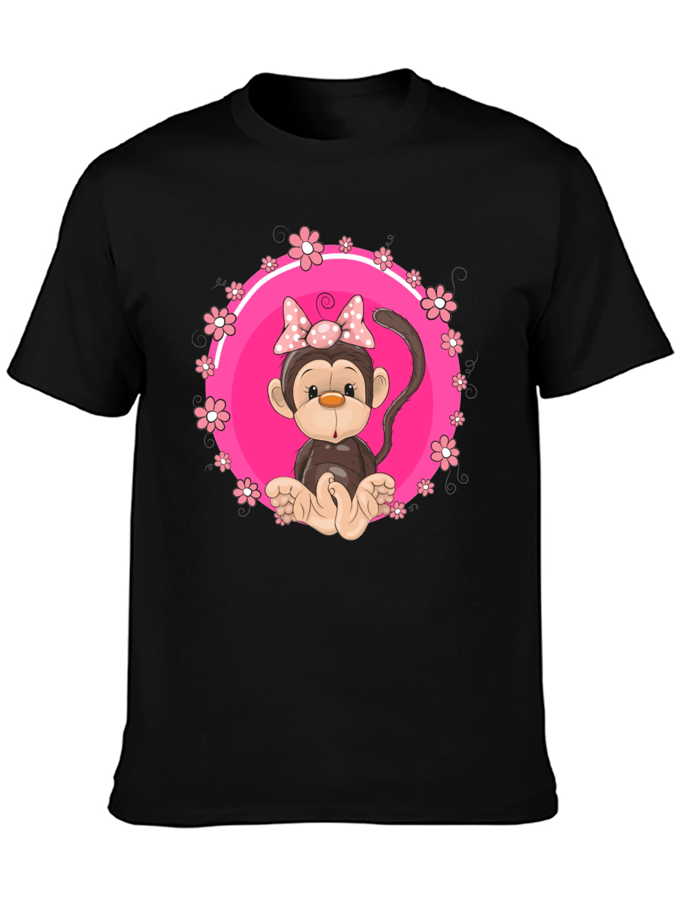Cute Monkey Graphic Tee - Fun Black T-Shirt