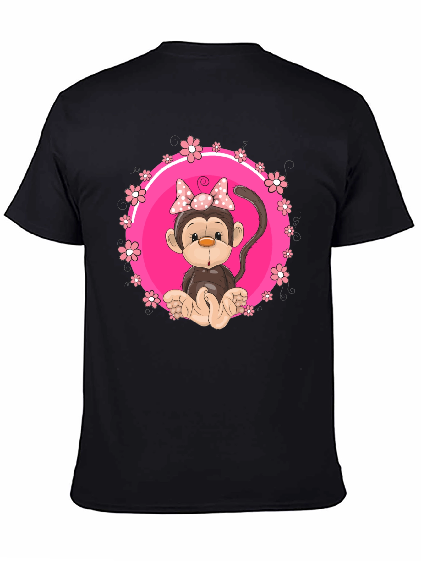 Cute Monkey Graphic Tee - Fun Black T-Shirt