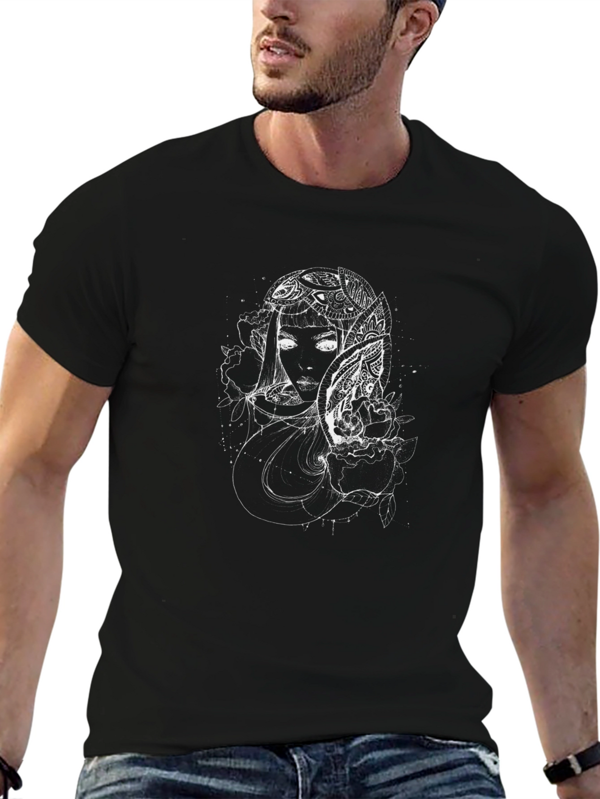 Mystic Woman Graphic Tee - Black Cotton Blend