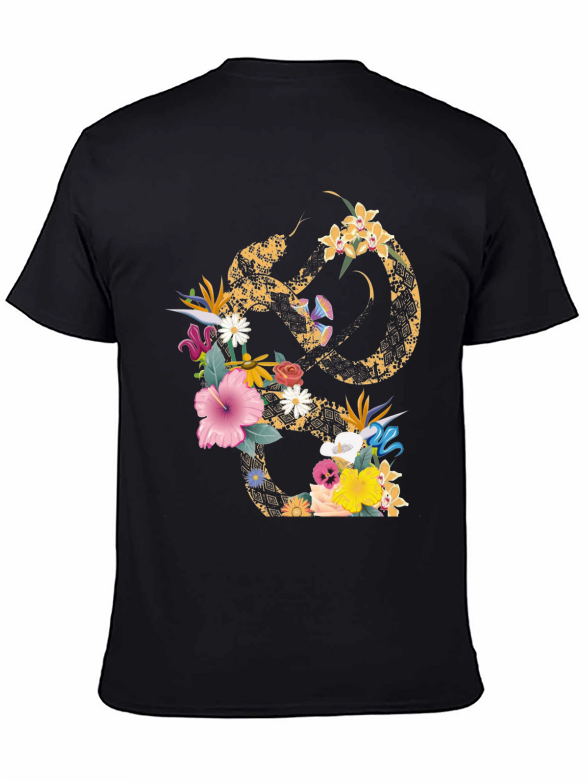 Floral Snake Graphic T-Shirt - Stylish Mens Tee
