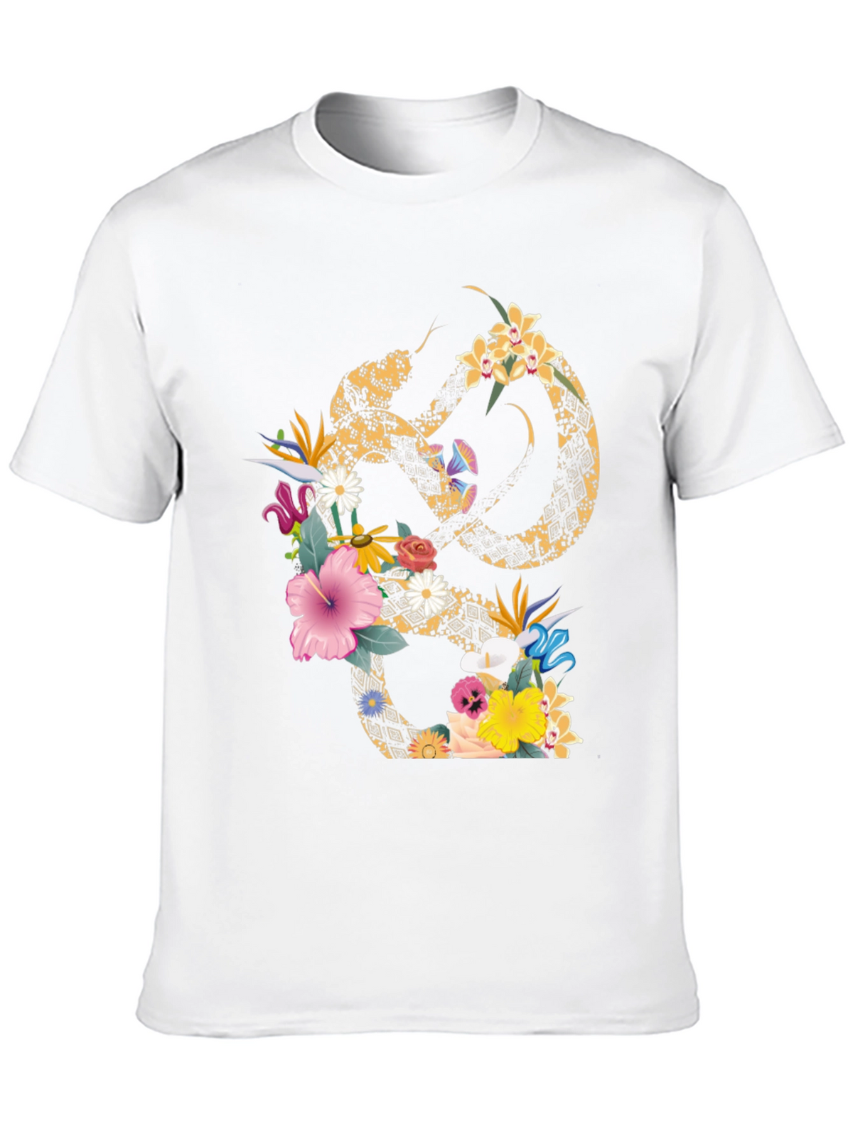 Floral Snake Graphic T-Shirt - Stylish Mens Tee
