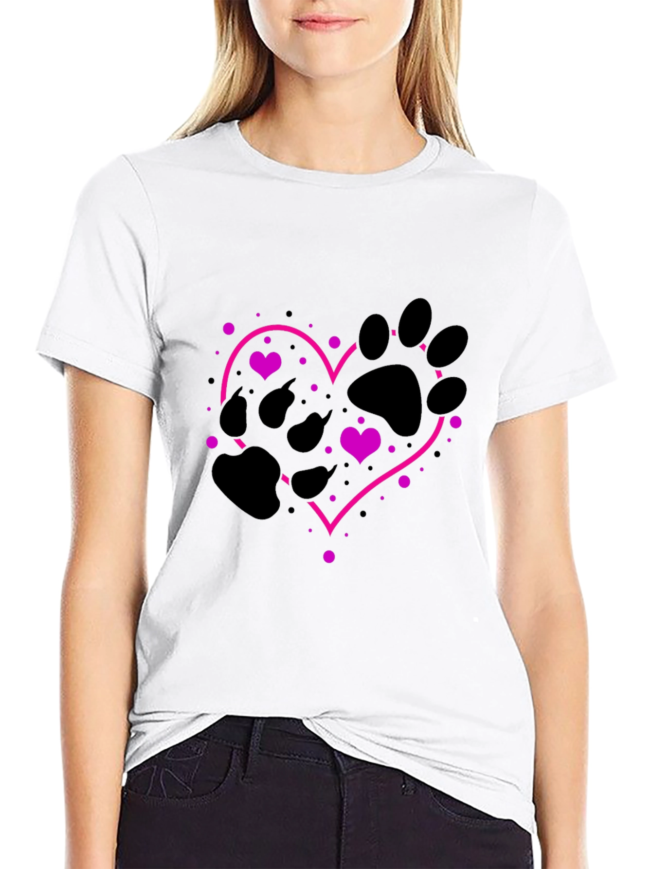 Paw Print Heart T-Shirt - Love Your Pet