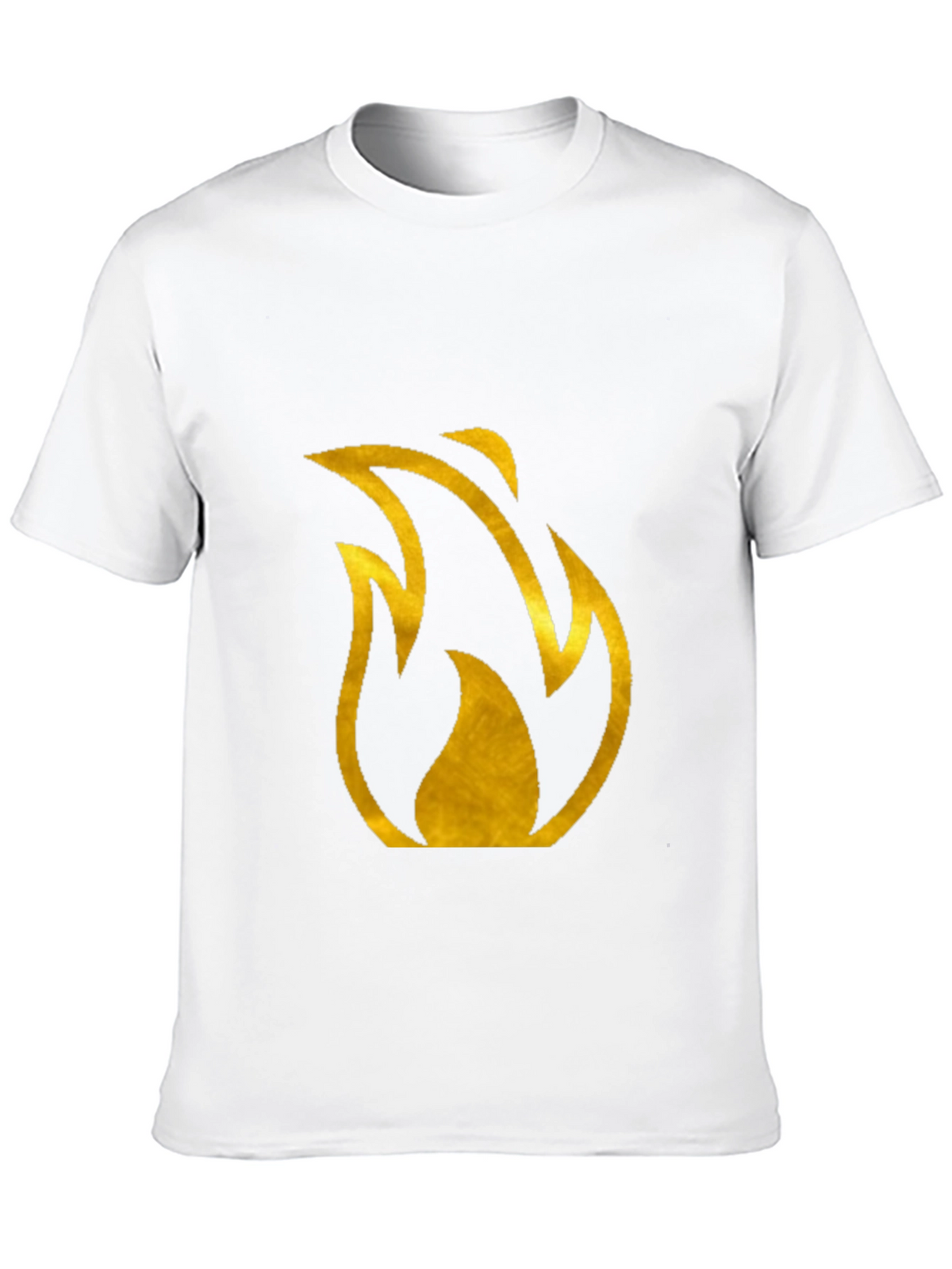 Mens Black T-Shirt with Gold Flame Design