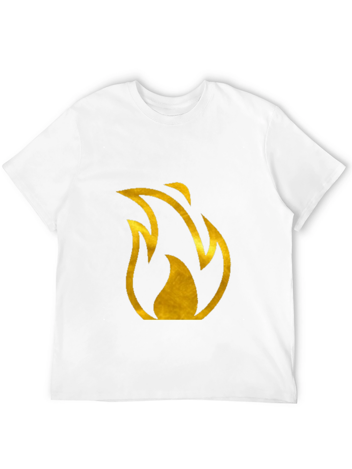 Mens Black T-Shirt with Gold Flame Design