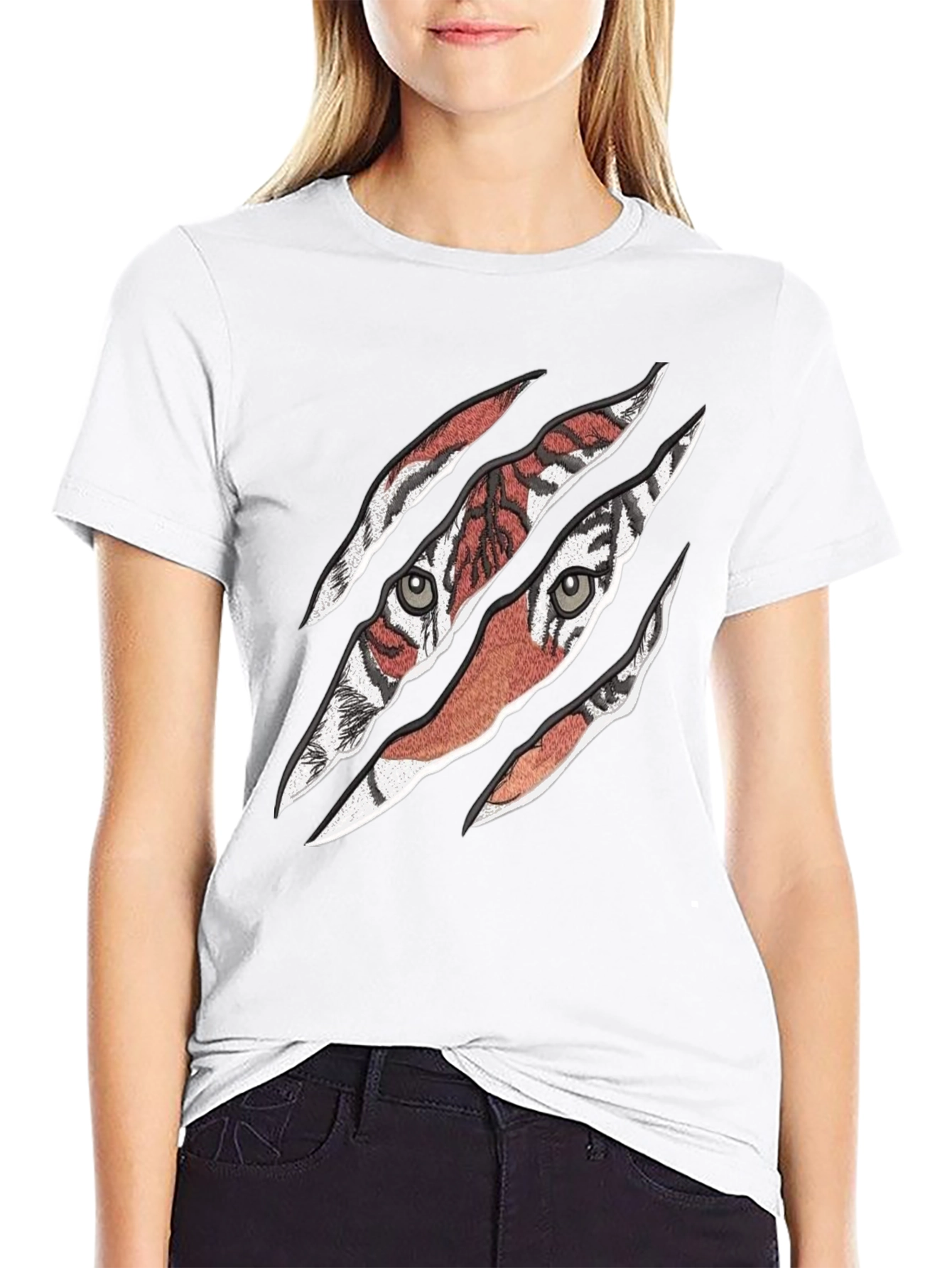 Mens Tiger Graphic Print Crew Neck T-Shirt