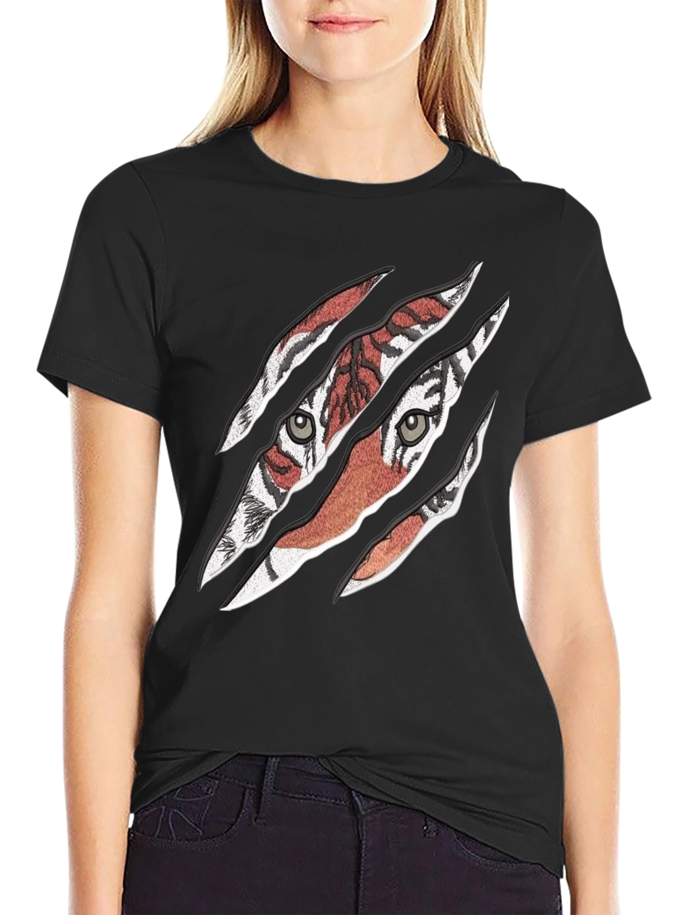 Mens Tiger Graphic Print Crew Neck T-Shirt