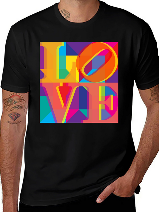 Colorful Love Graphic Tee - Modern Art Style Shirt