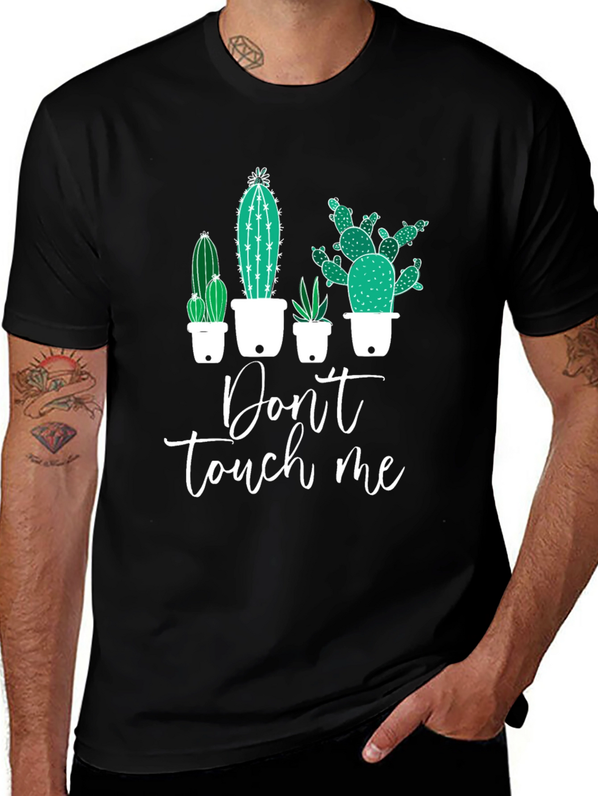 Cactus Graphic Tee - Dont Touch Me Black T-Shirt