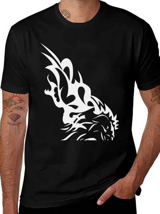 Black T-Shirt with White Horse Graphic