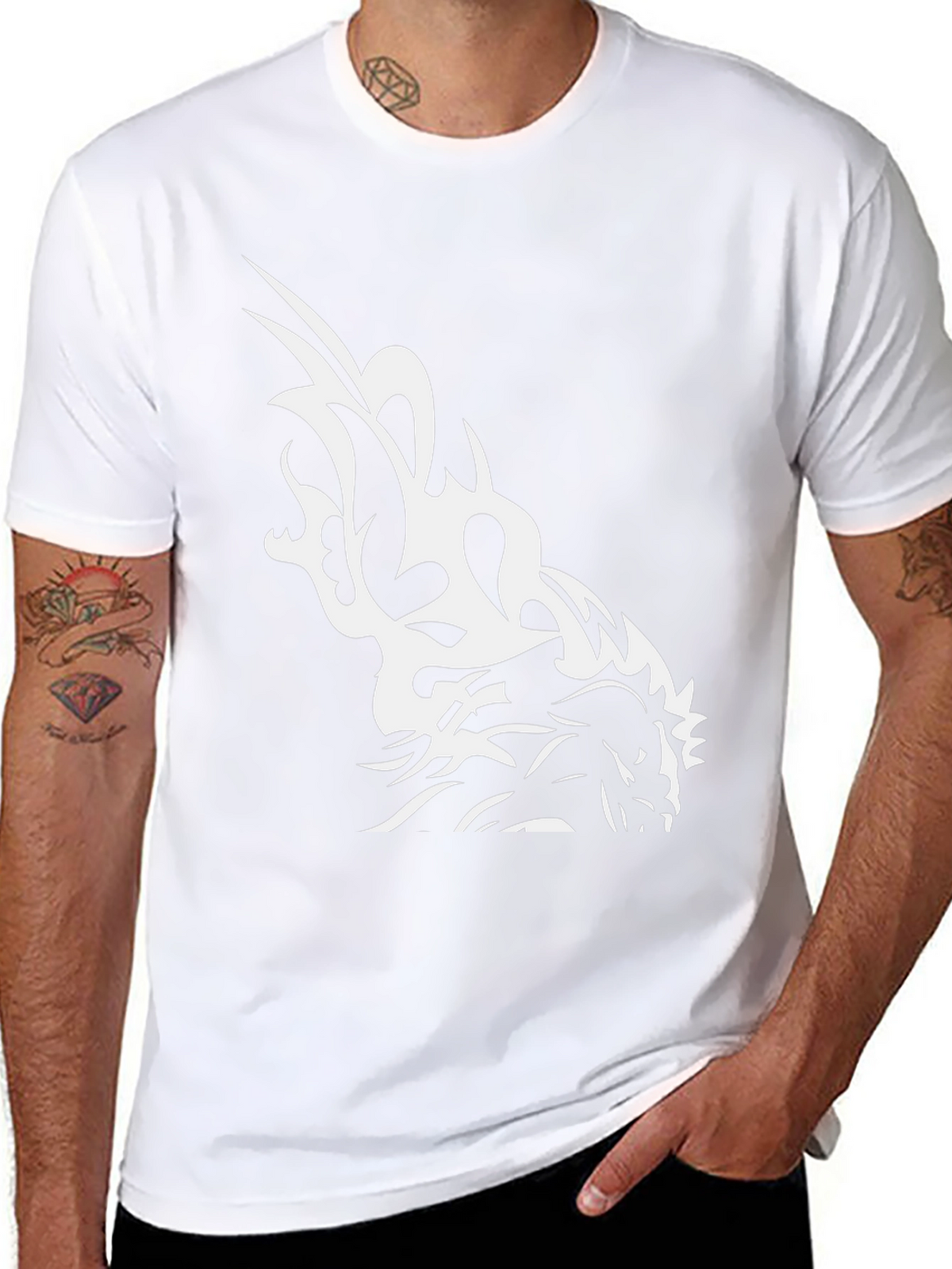 Black T-Shirt with White Horse Graphic