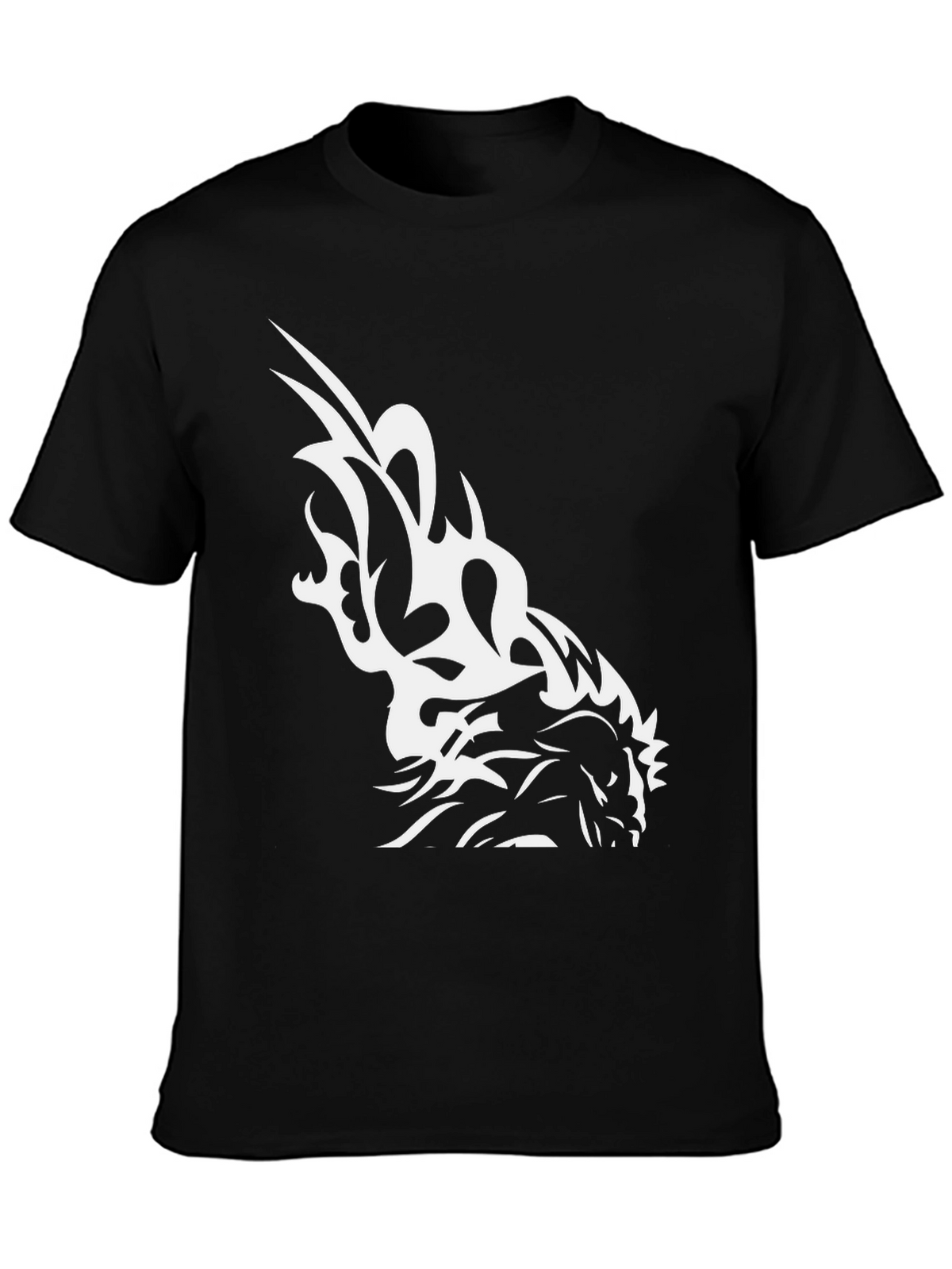 Black T-Shirt with White Horse Graphic