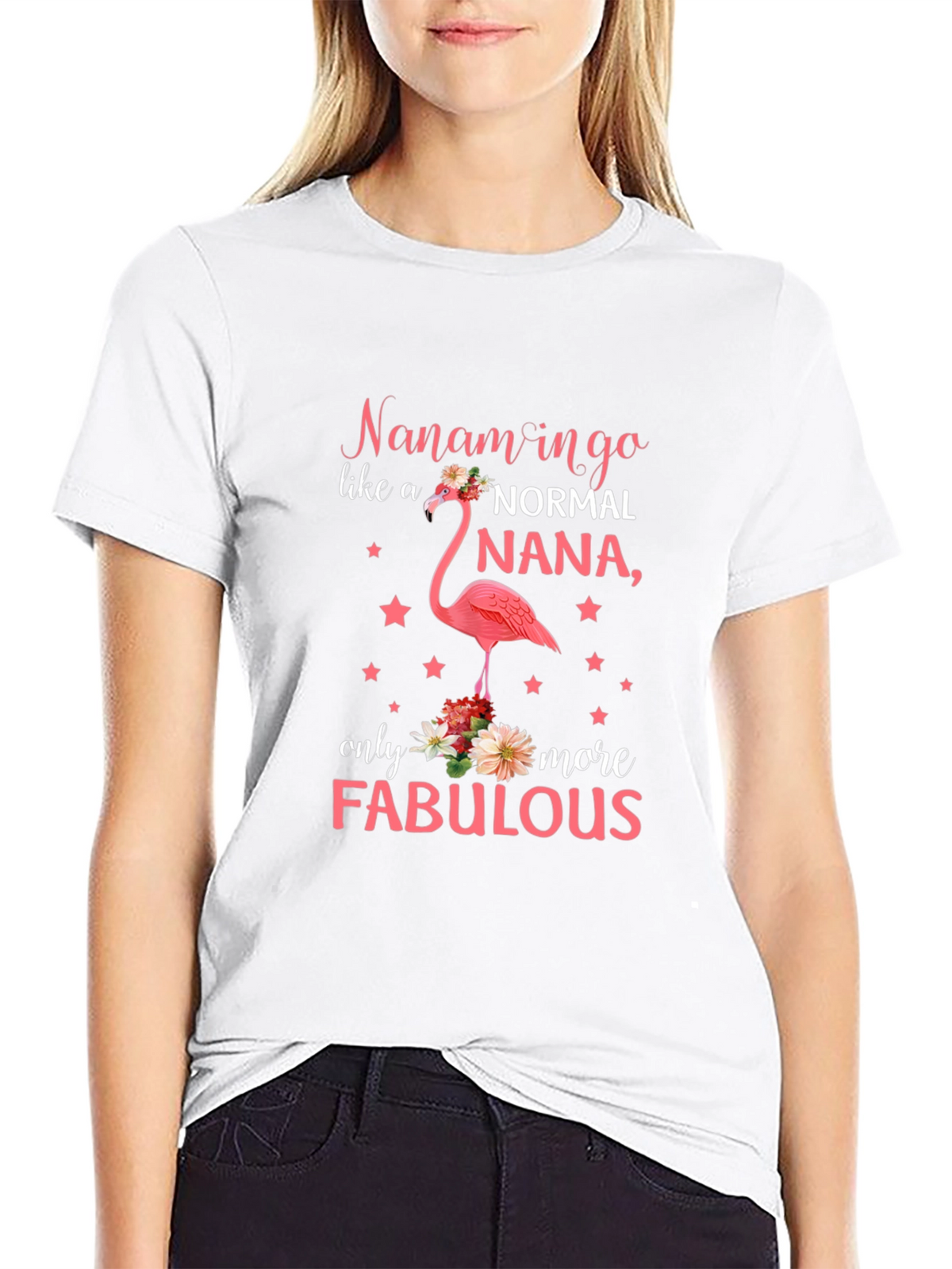 Fabulous Nana Flamingo Graphic T-Shirt
