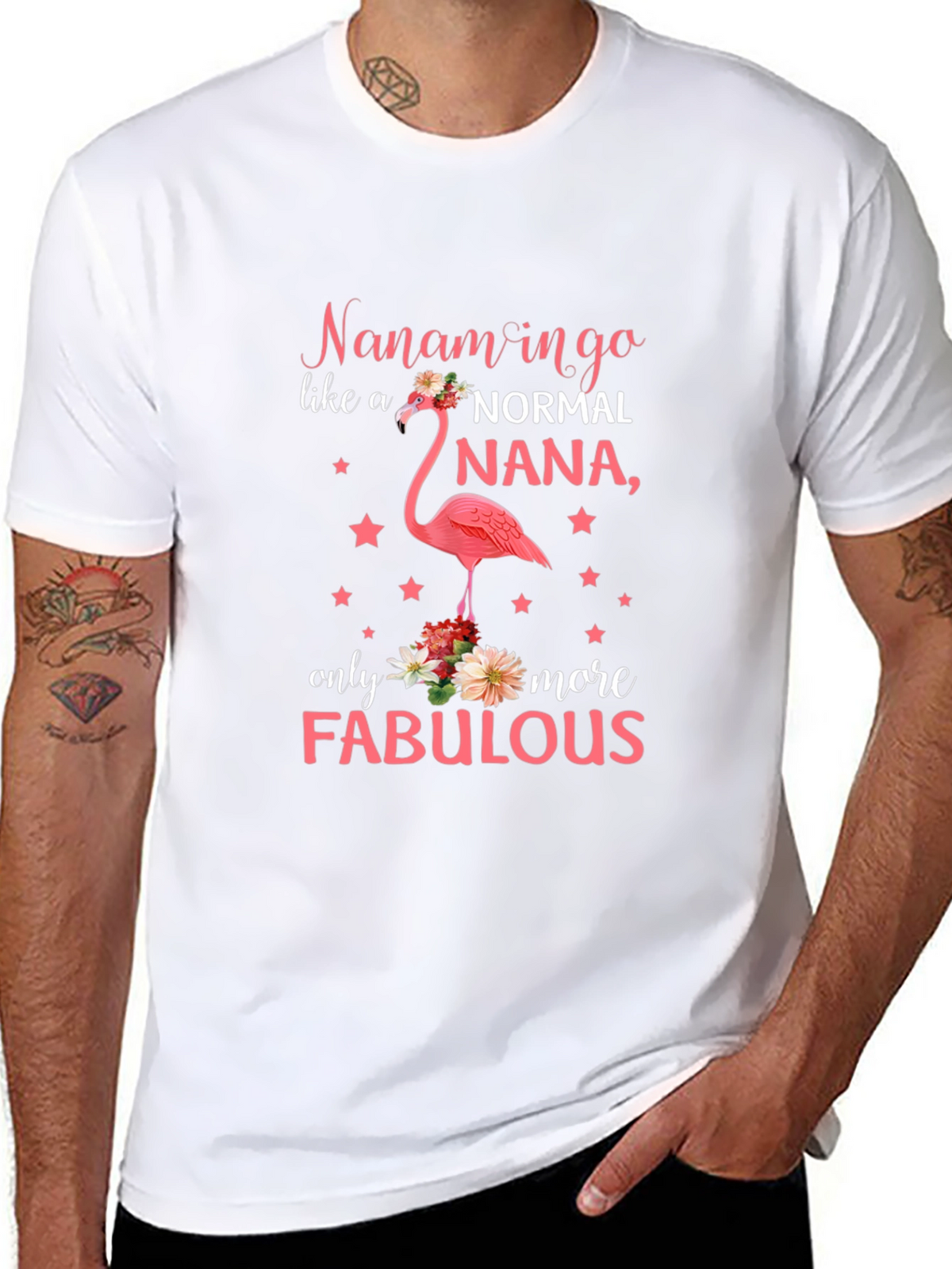 Fabulous Nana Flamingo Graphic T-Shirt