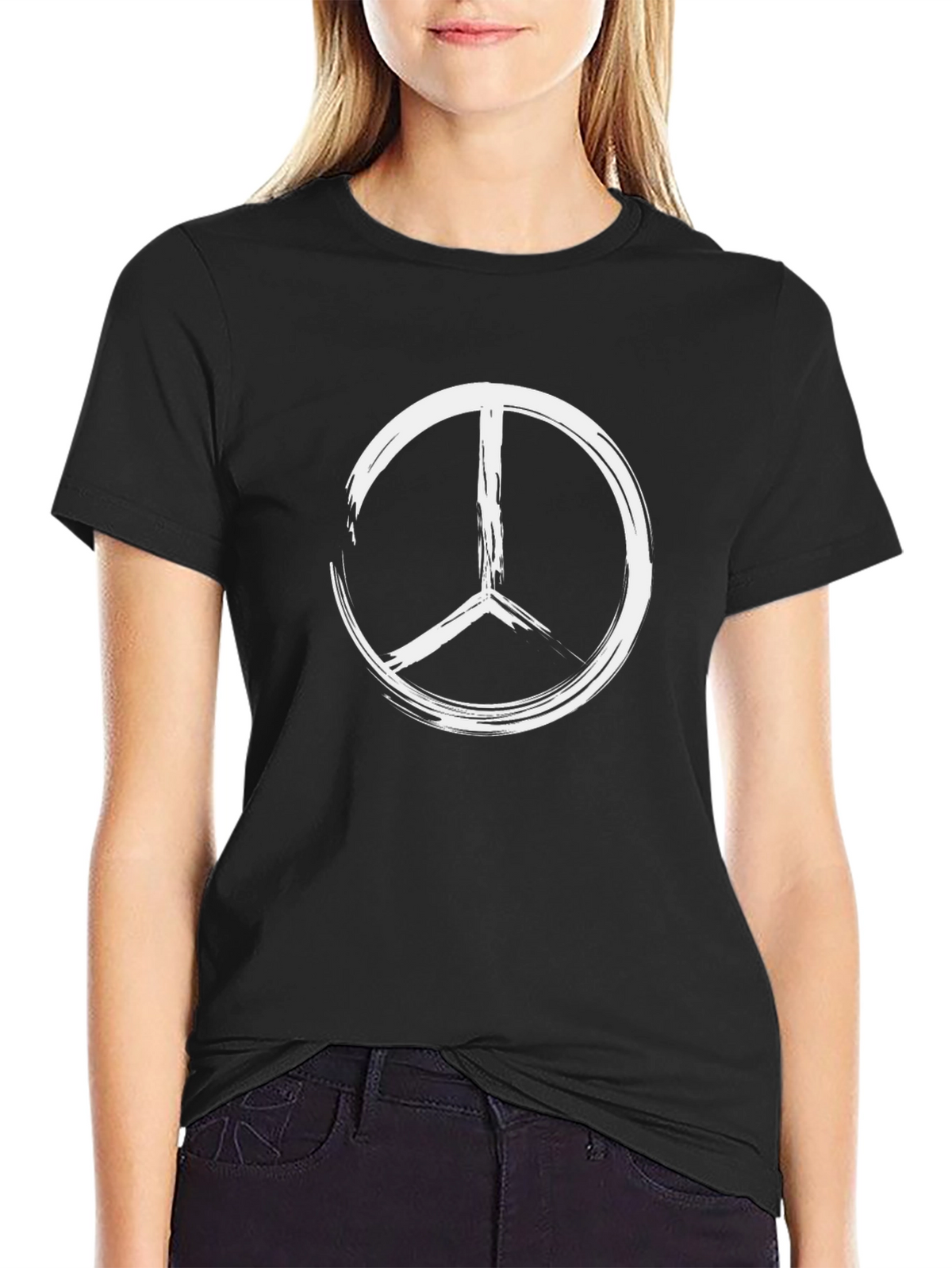 Peace Sign Graphic Tee - Brushstroke Design