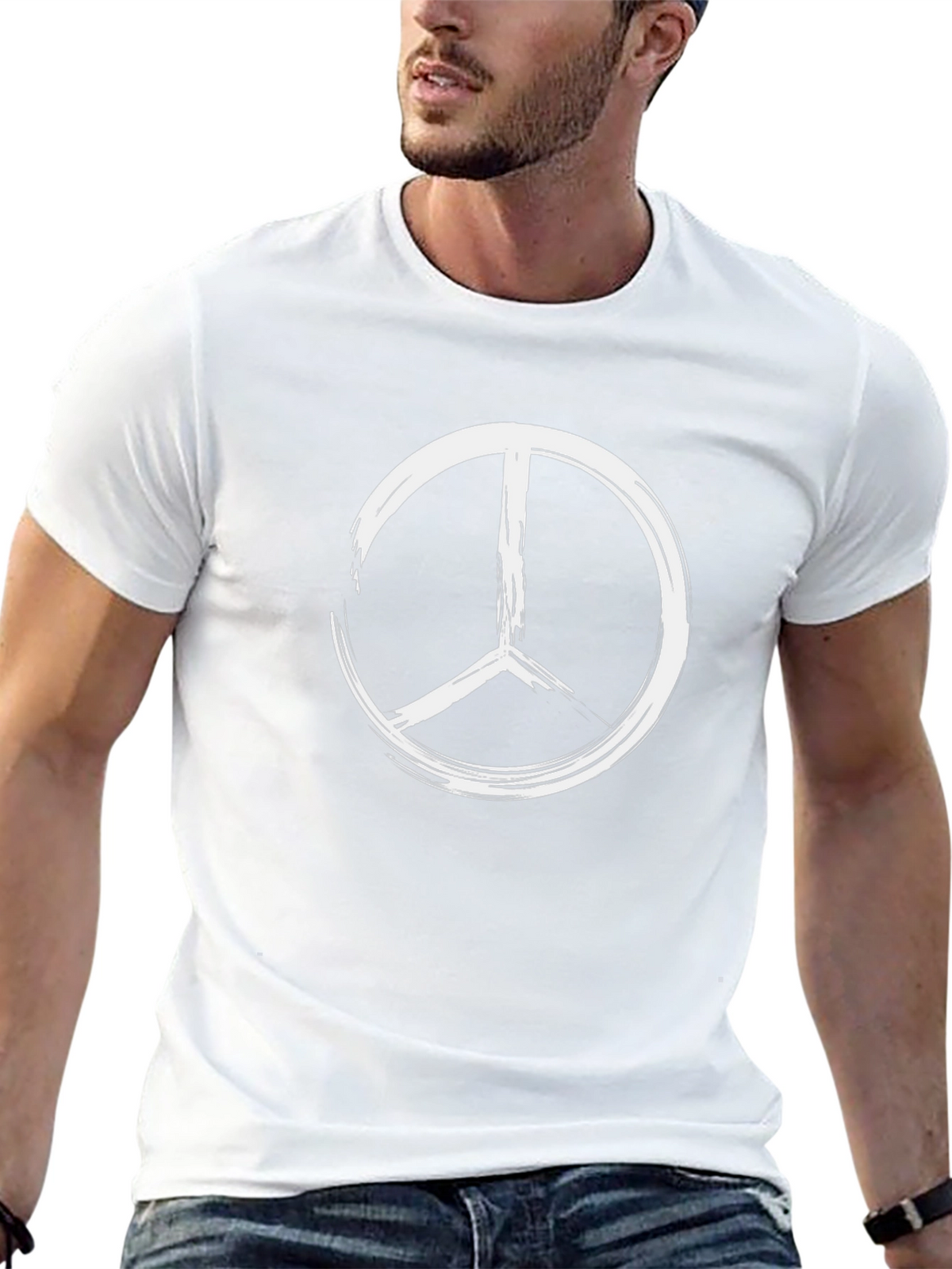 Peace Sign Graphic Tee - Brushstroke Design